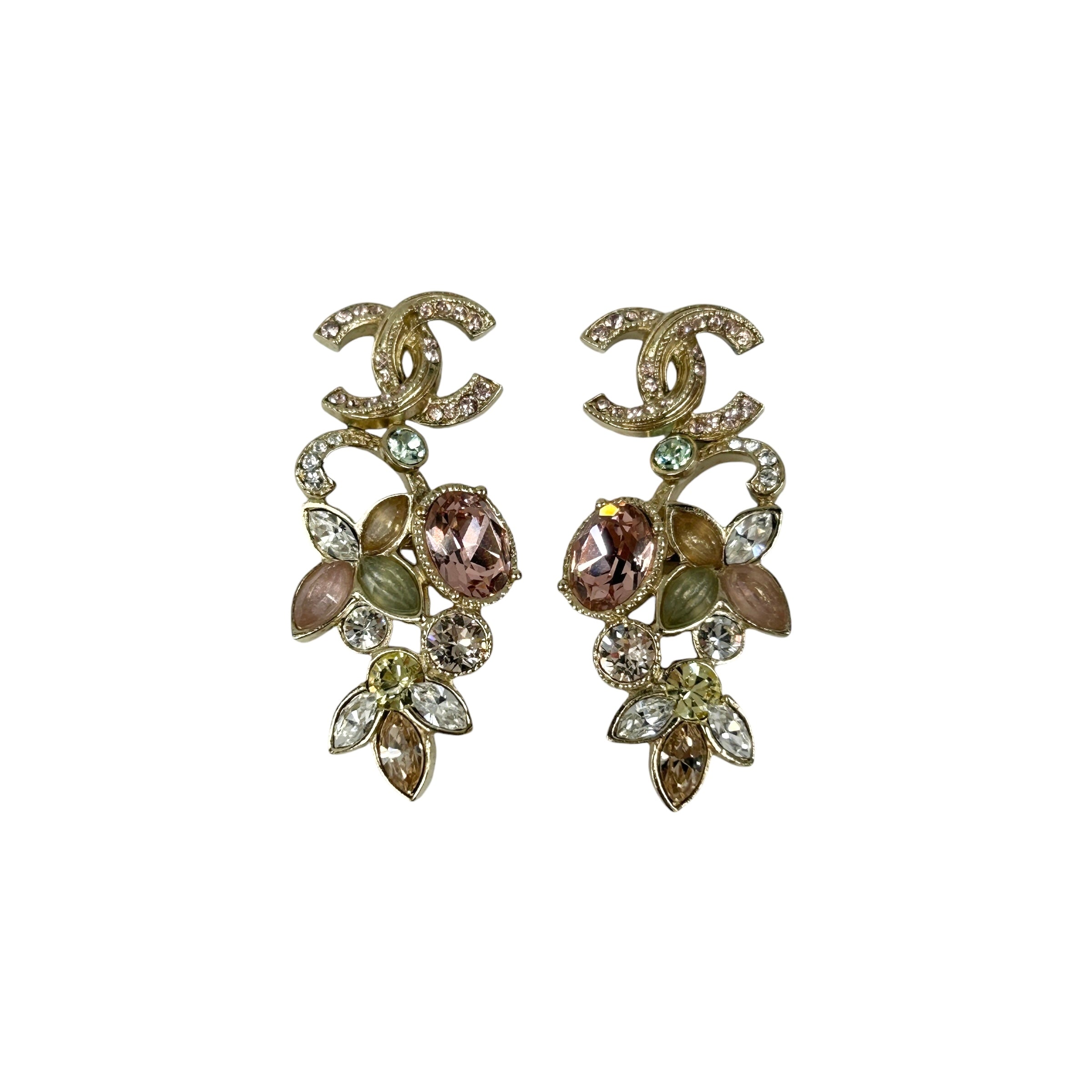 CC Gold Semi-Precious Gemstone Floral Drop Earrings