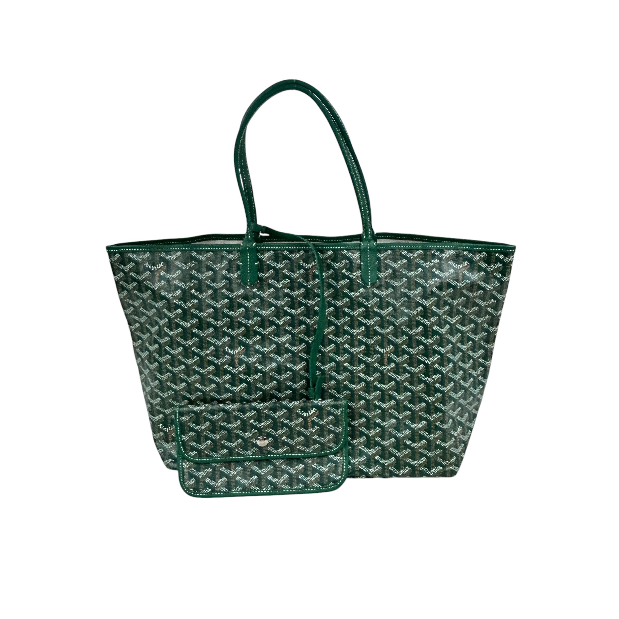 Green Goyardine Canvas and Calfskin Saint Louis PM Tote