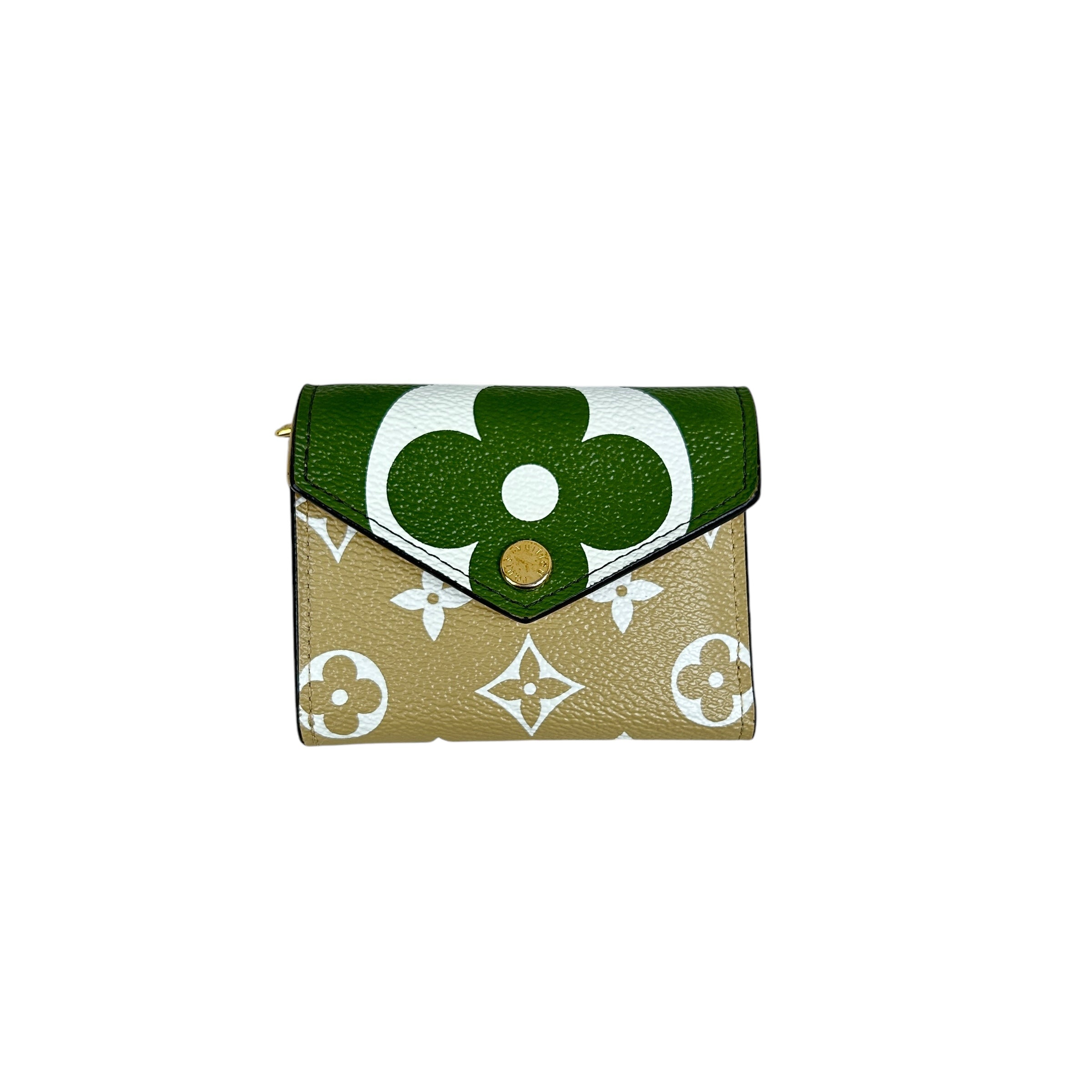 Monogram Giant Zoe Khaki/ Green Compact Wallet w/GHW