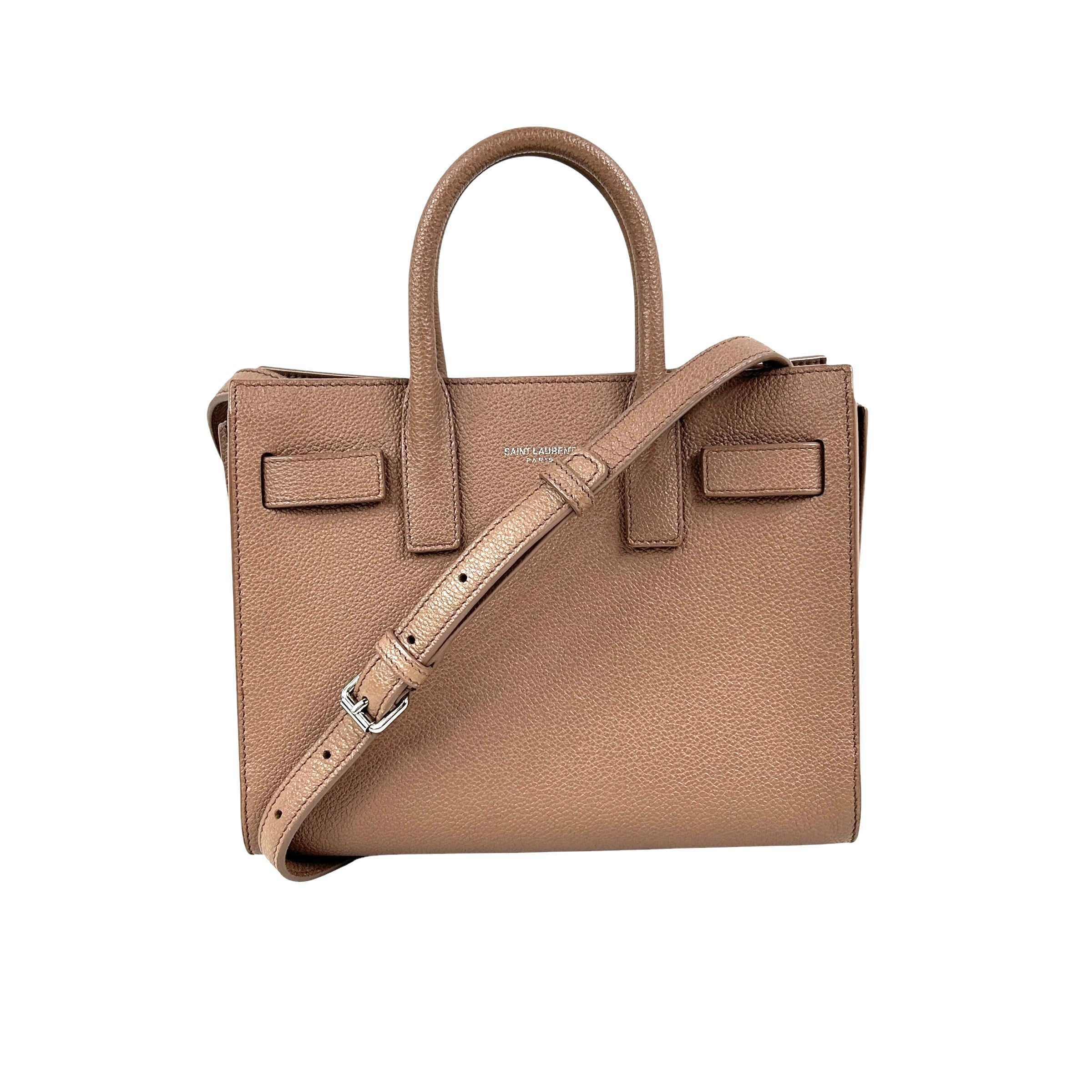 Rose Nude Grained Calfskin Leather Sac De Jour Nano w/SHW