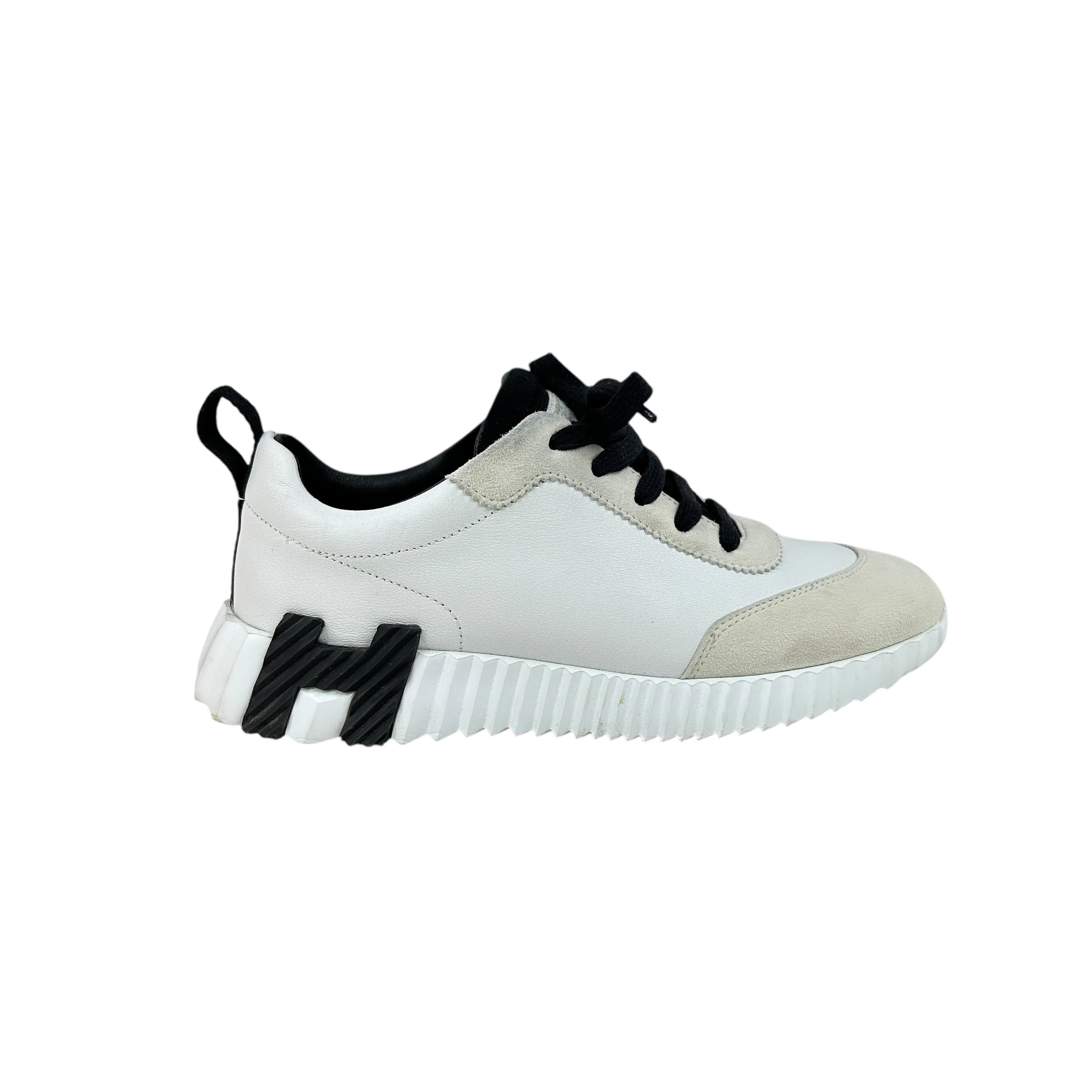 Black/White Chevre Grainee Bouncing Femme Sneakers