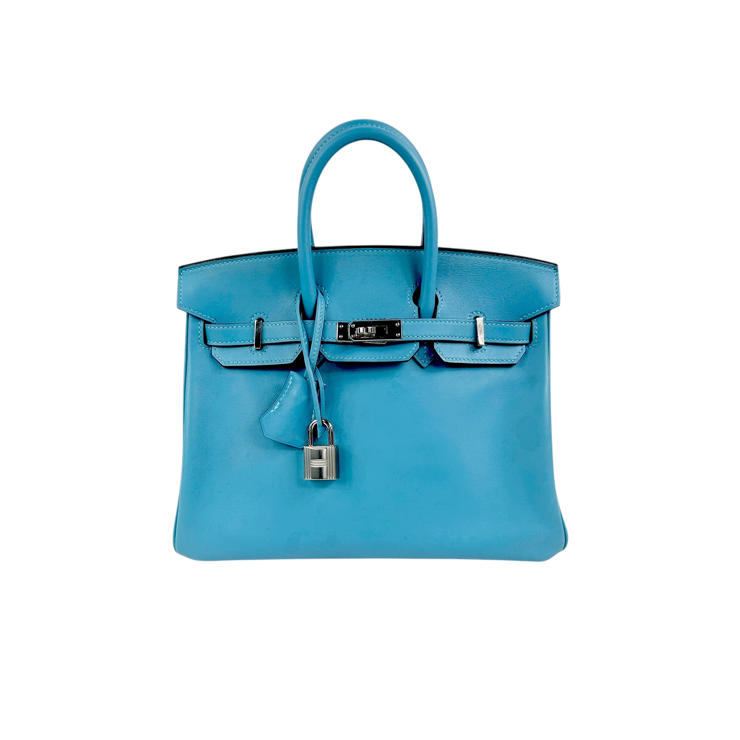 Blue Turquoise Swift Leather Birkin 25 Bag w/ PHW
