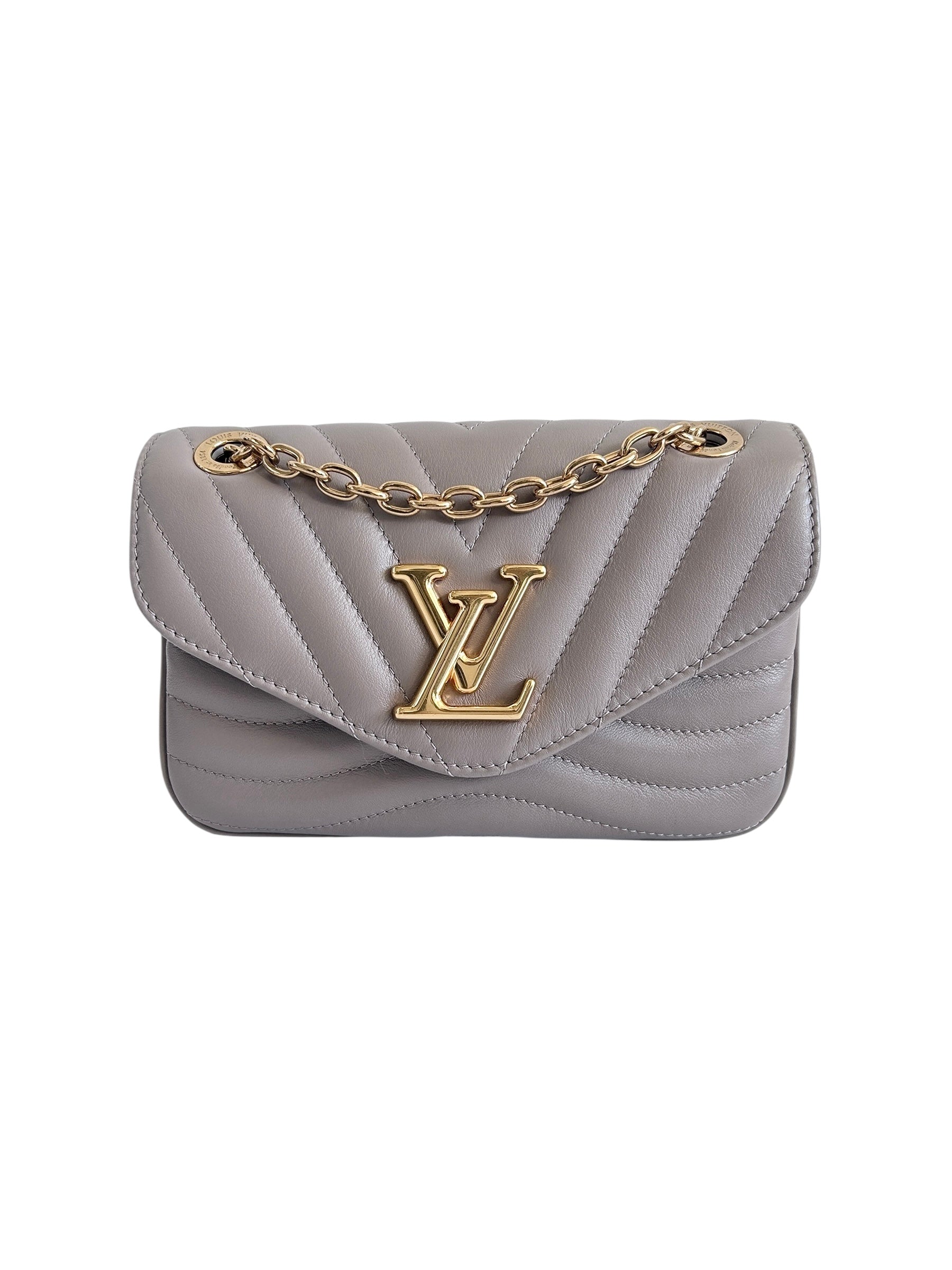 Taupe Quilted Leather New Wave MM Chain Bag w/GHW