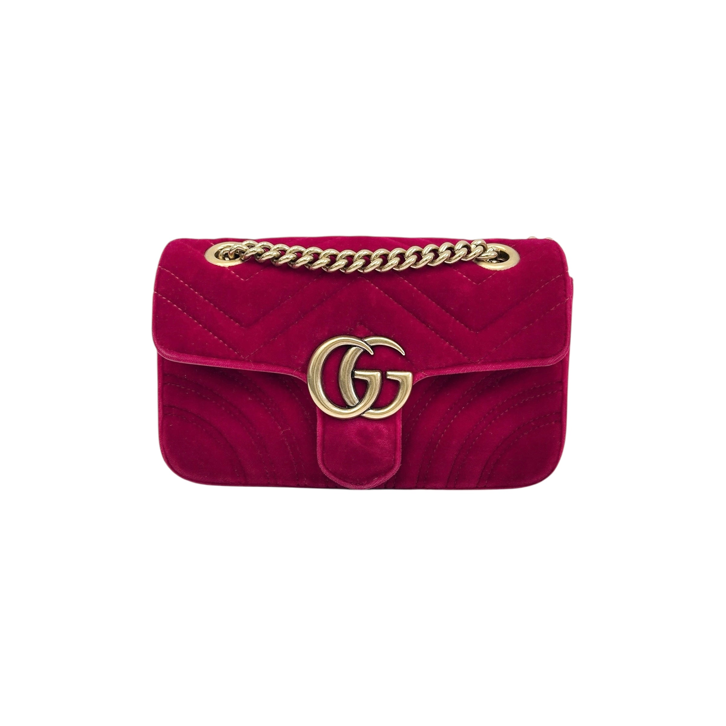 Red Velvet Matelasse Medium GG Marmont Bag w/GHW