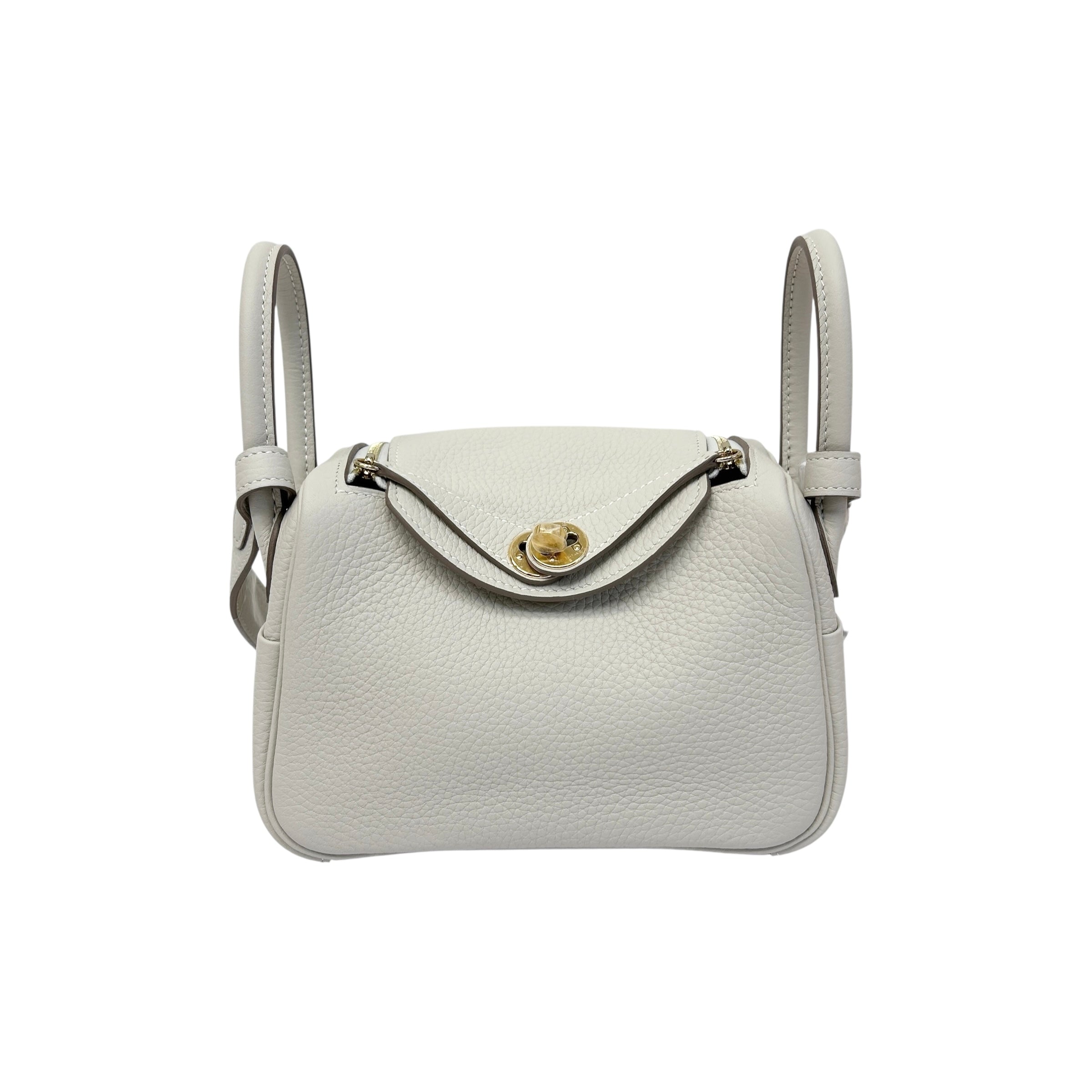 Craie Taurillon Clemence Leather Mini Lindy 20 Bag w/GHW