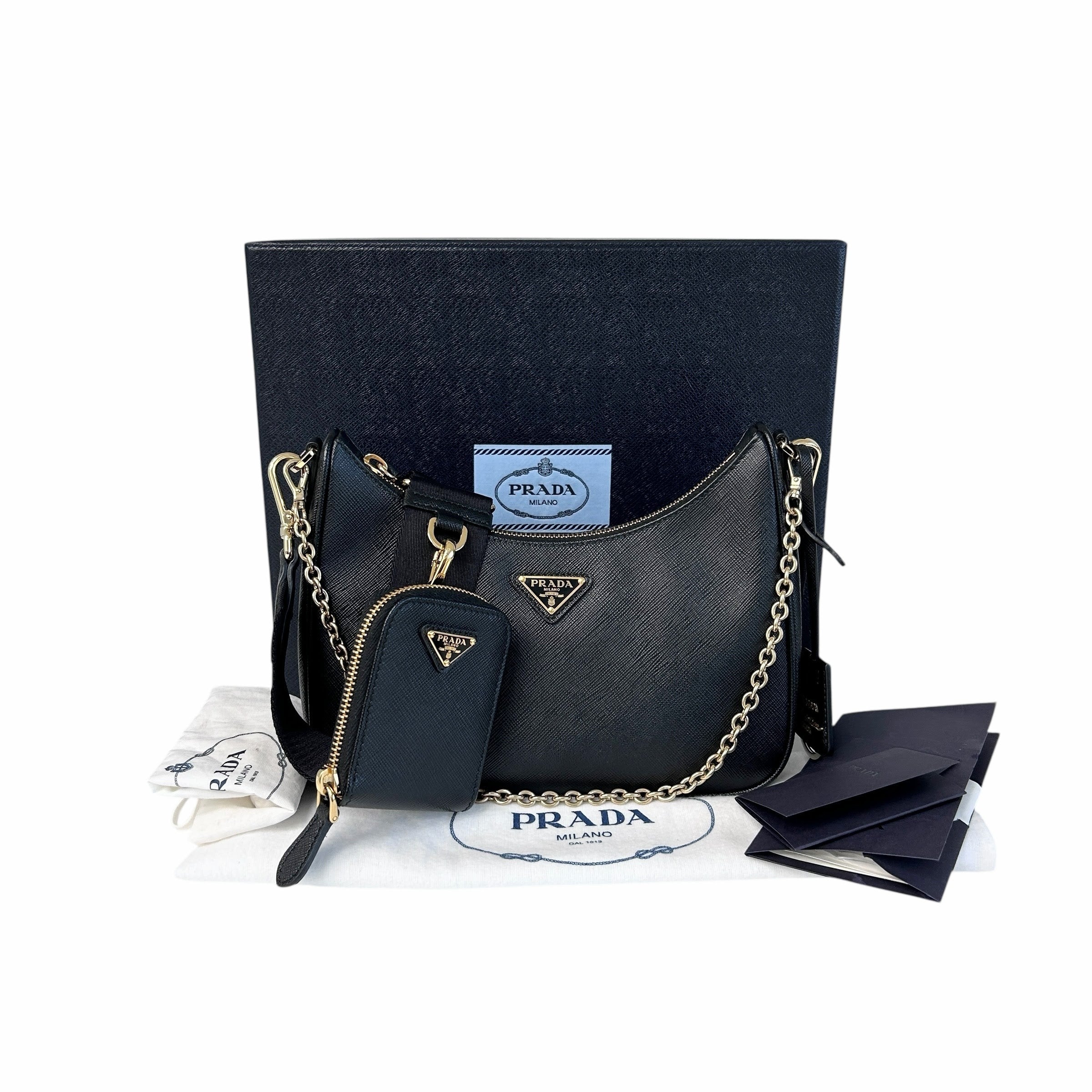 Re-Edition 2005 Black Saffiano Leather Bag w/GHW