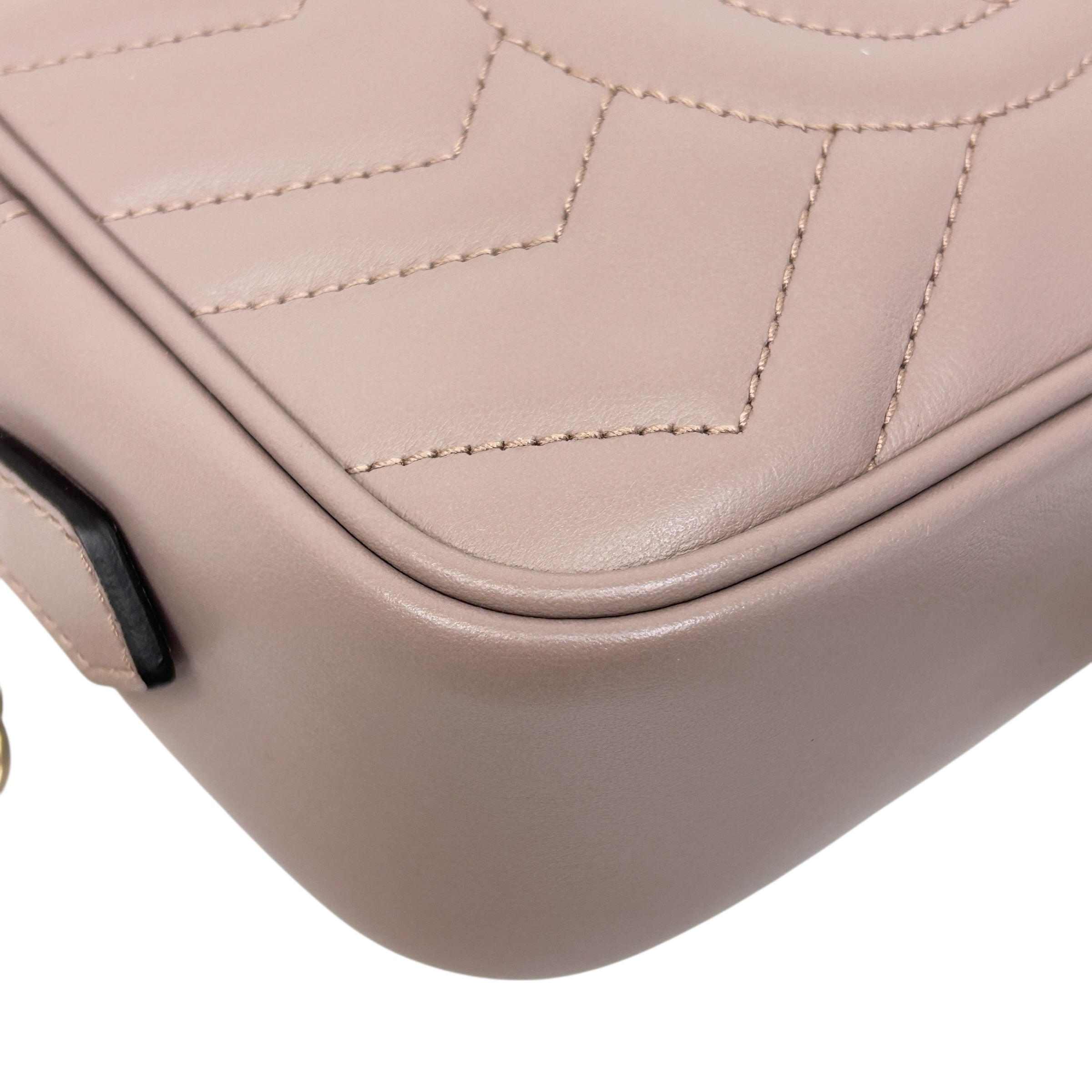 Taupe Quilted Leather Marmont Mini Camera Bag w/GHW