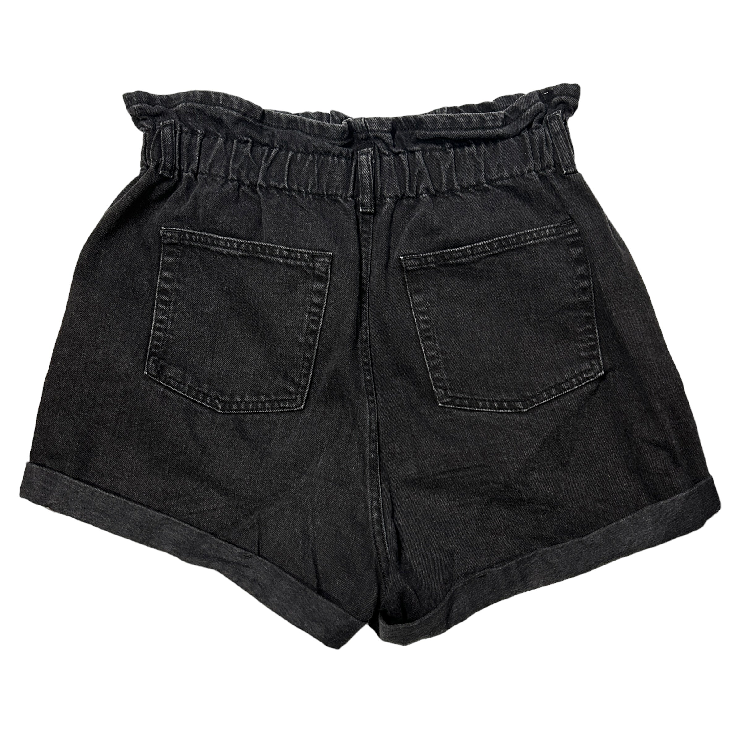 TOPSHOP Black Aged Denim high Waisted Short