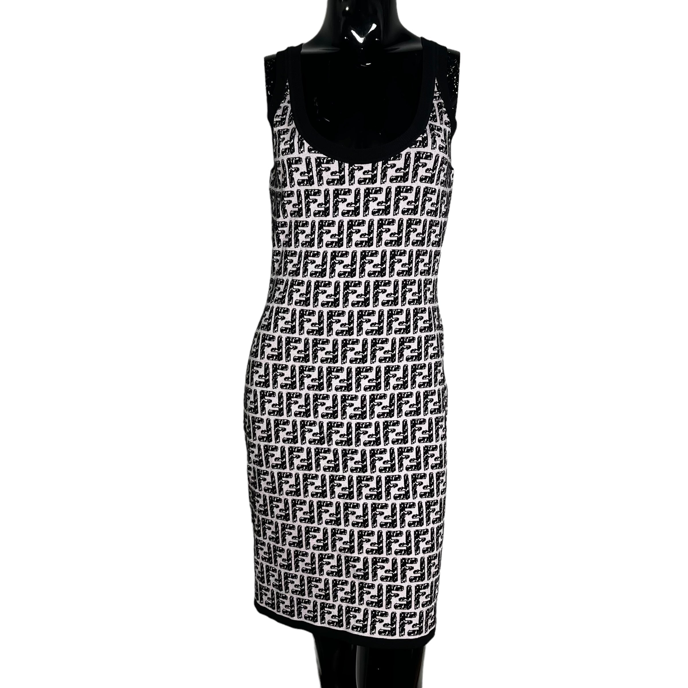 Monogram Black/White FF Logo Tank Bodycon Mini Dress