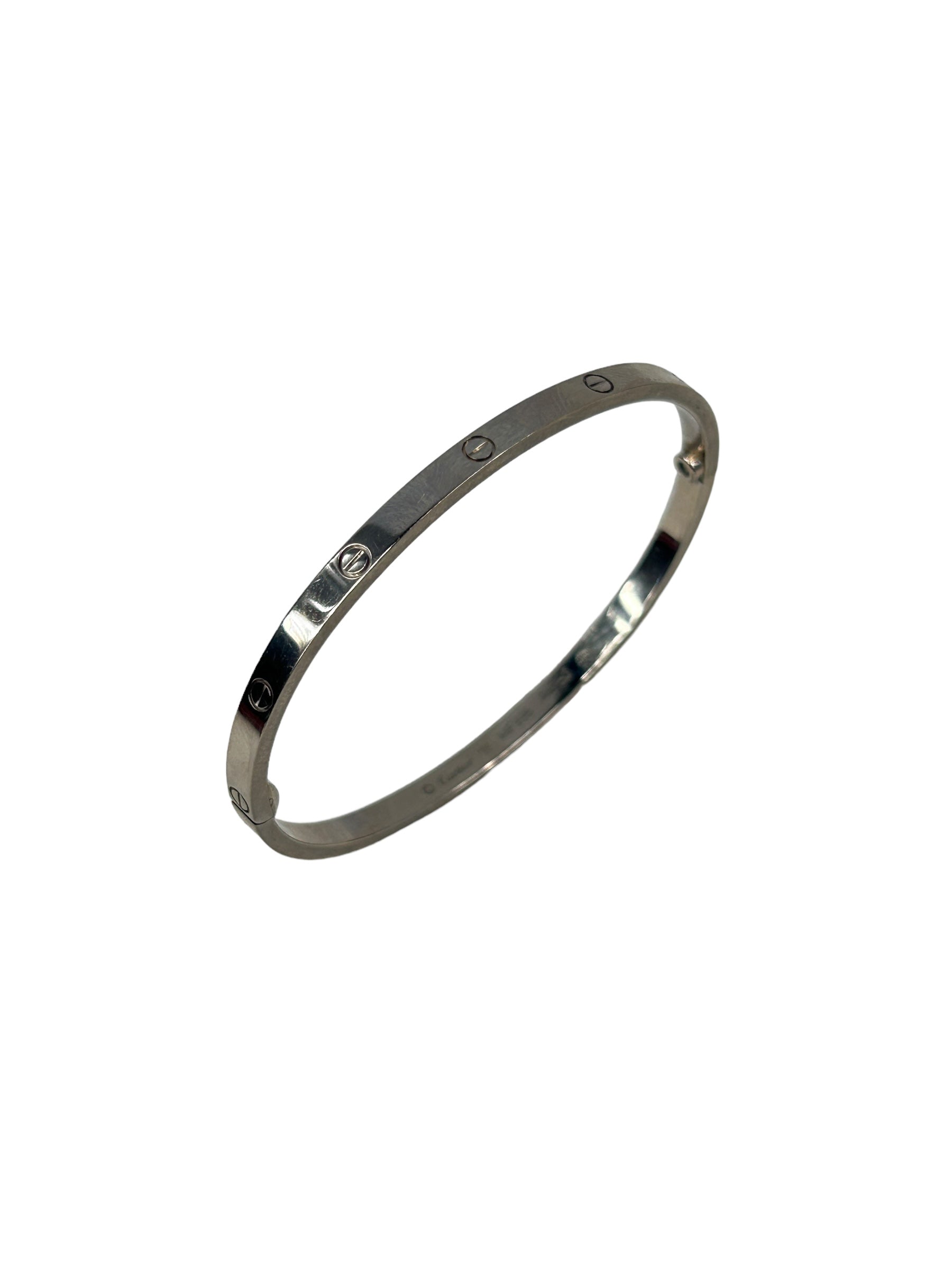 18K White Gold w/Rhodium Coating Love PM Bangle