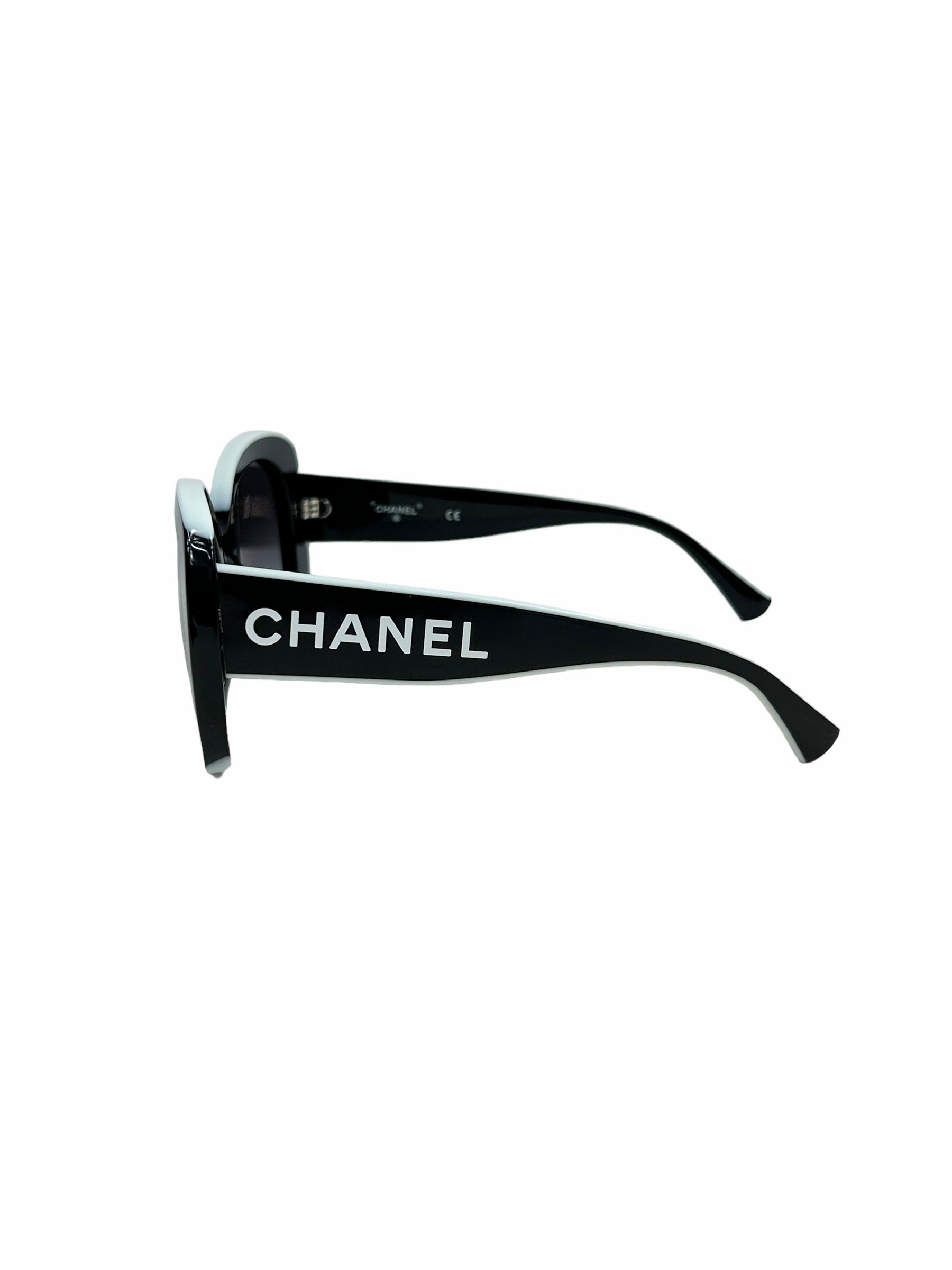 Black/White Square Acetate Sunglasses