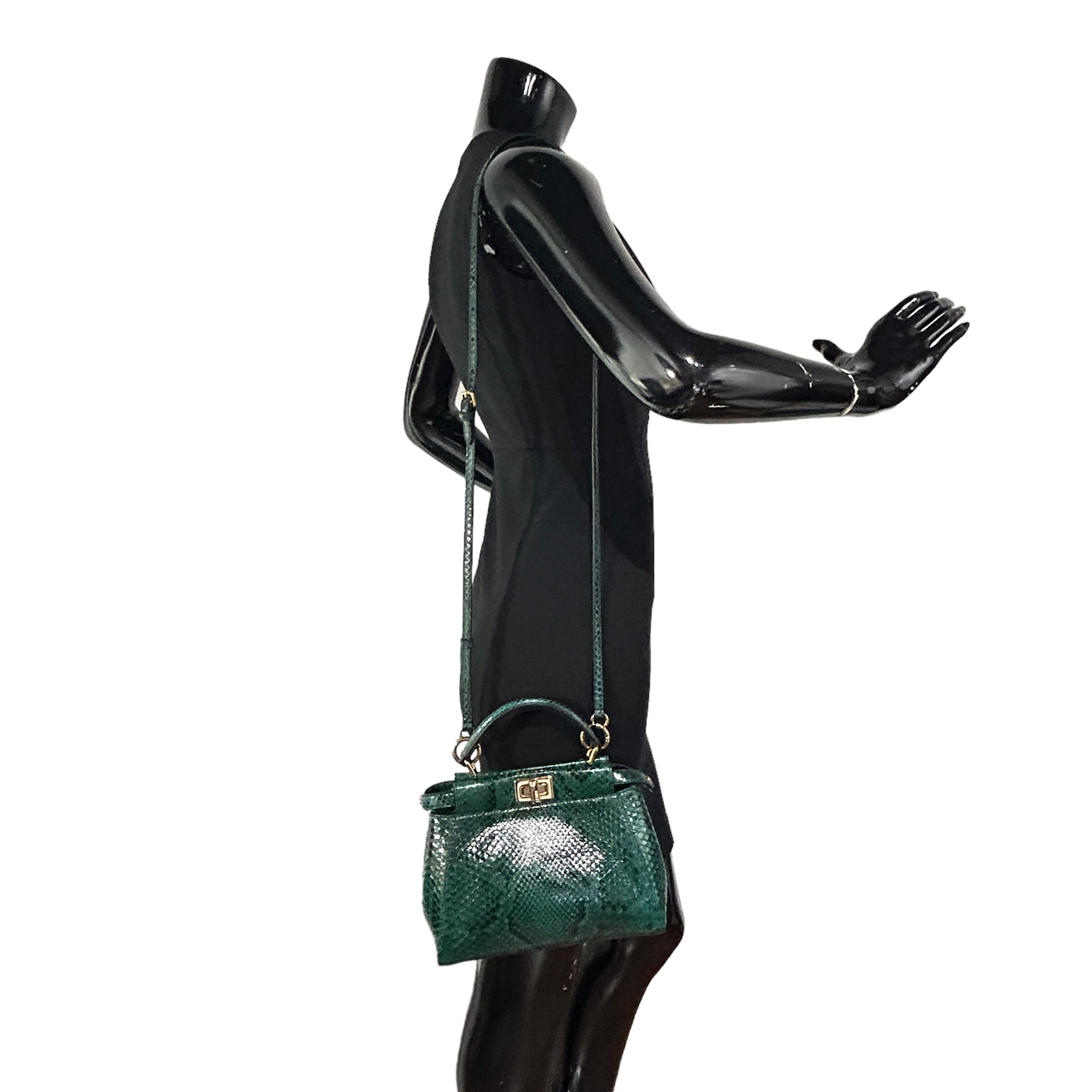 Emerald Green Python Mini Peekaboo Crossbody Bag w/GHW