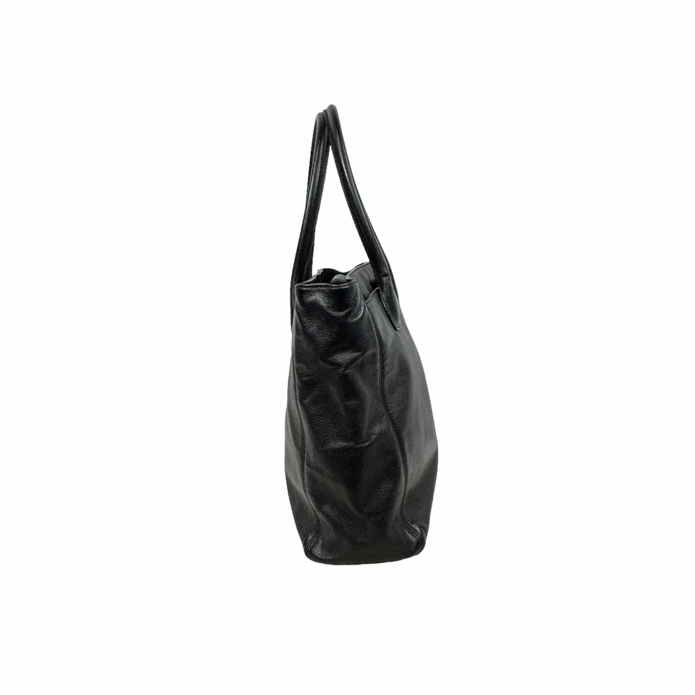 Black Grained Vintage Tote W/GHW