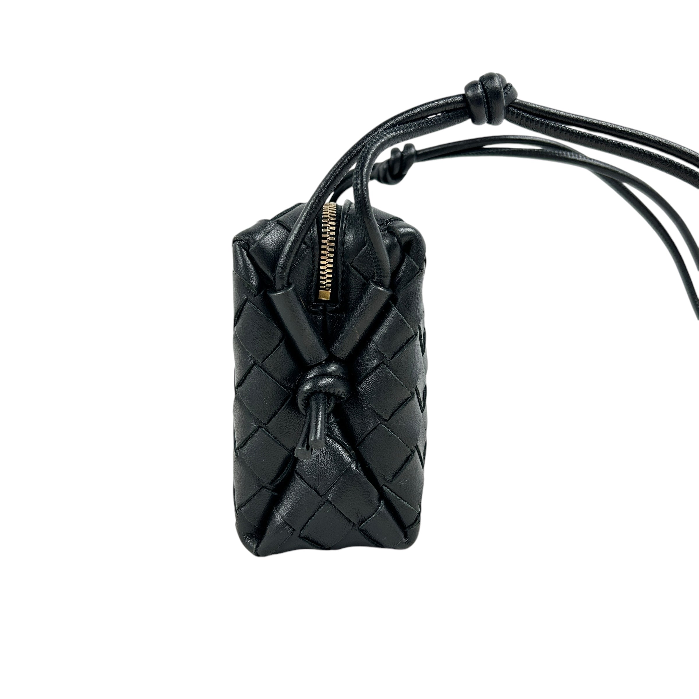 Black Mini Loop Intrecciato Crossbody Pouch w/AGHW