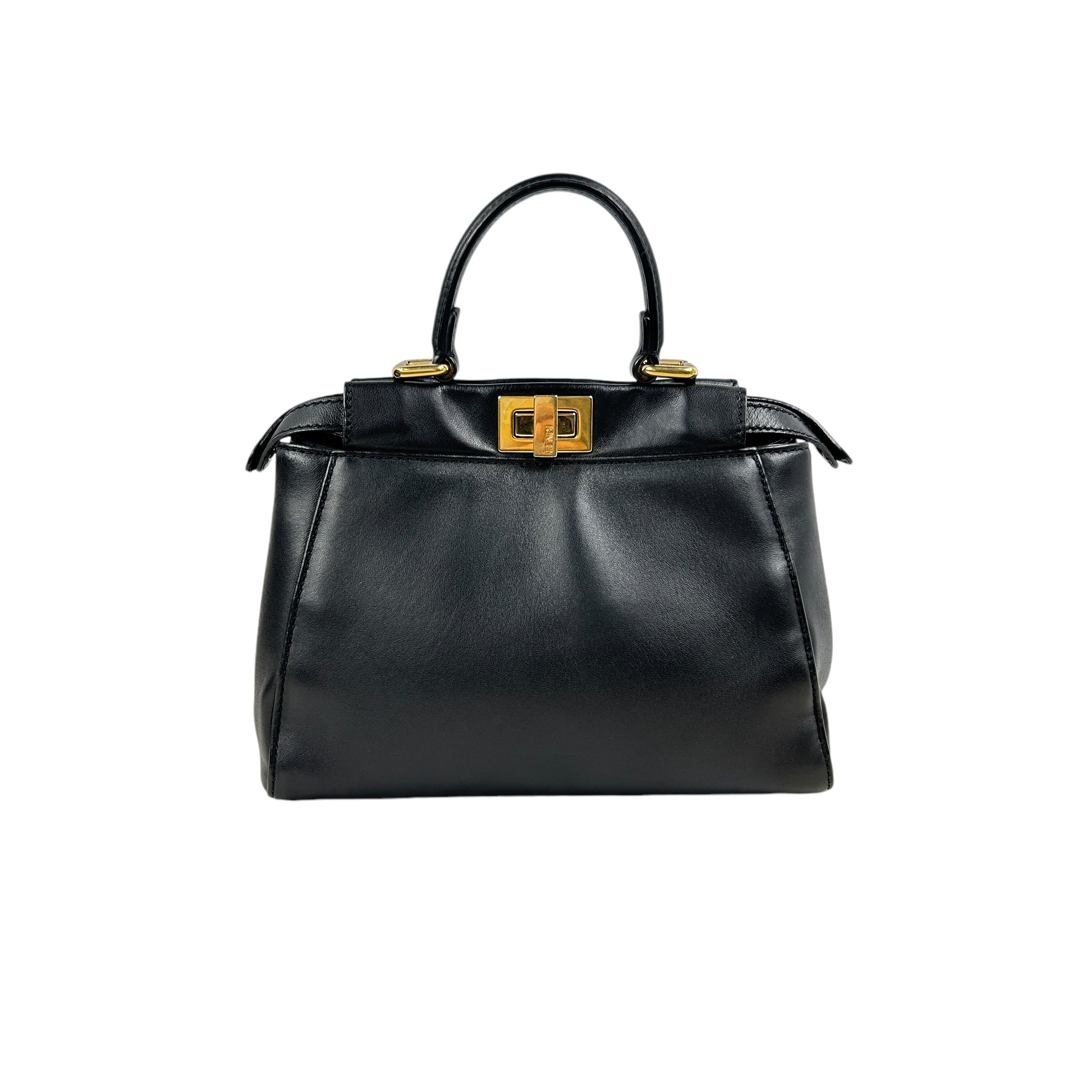 Black Leather Peekaboo Mini w removable monogram defender w/GHW