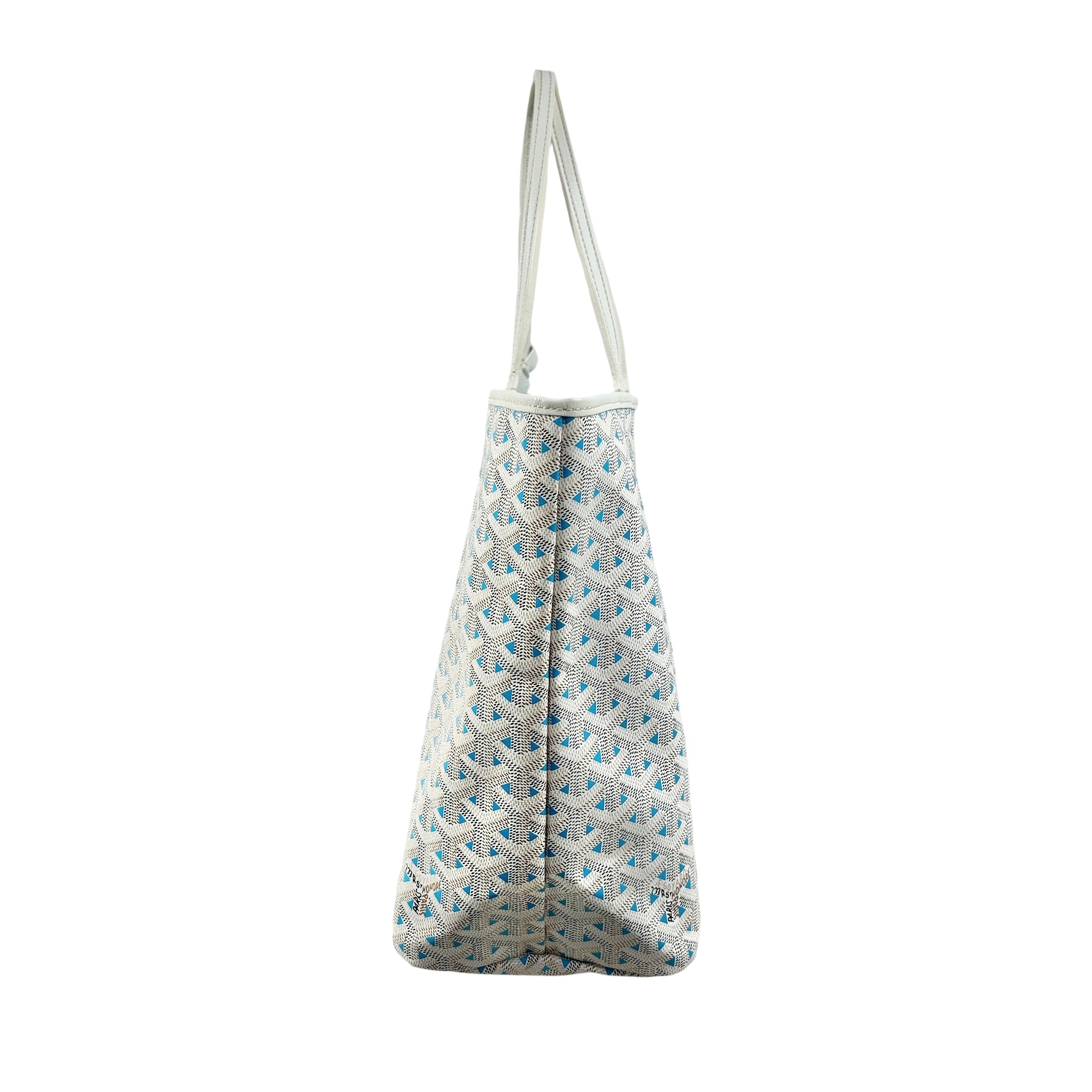 Limited Edition Blue and White Goyardine Canvas and Calfskin Saint Louis Claire-Voie PM Tote