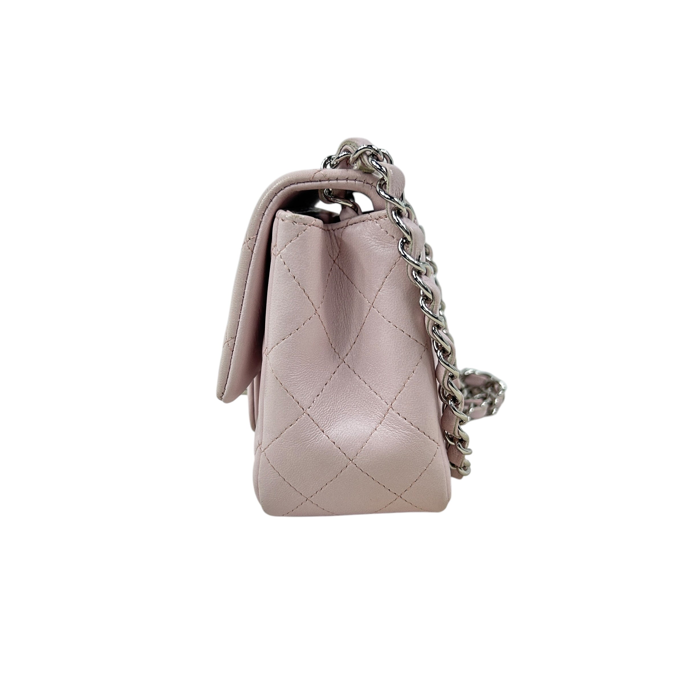 Light Pink Quilted Lambskin Mini Square w/SHW