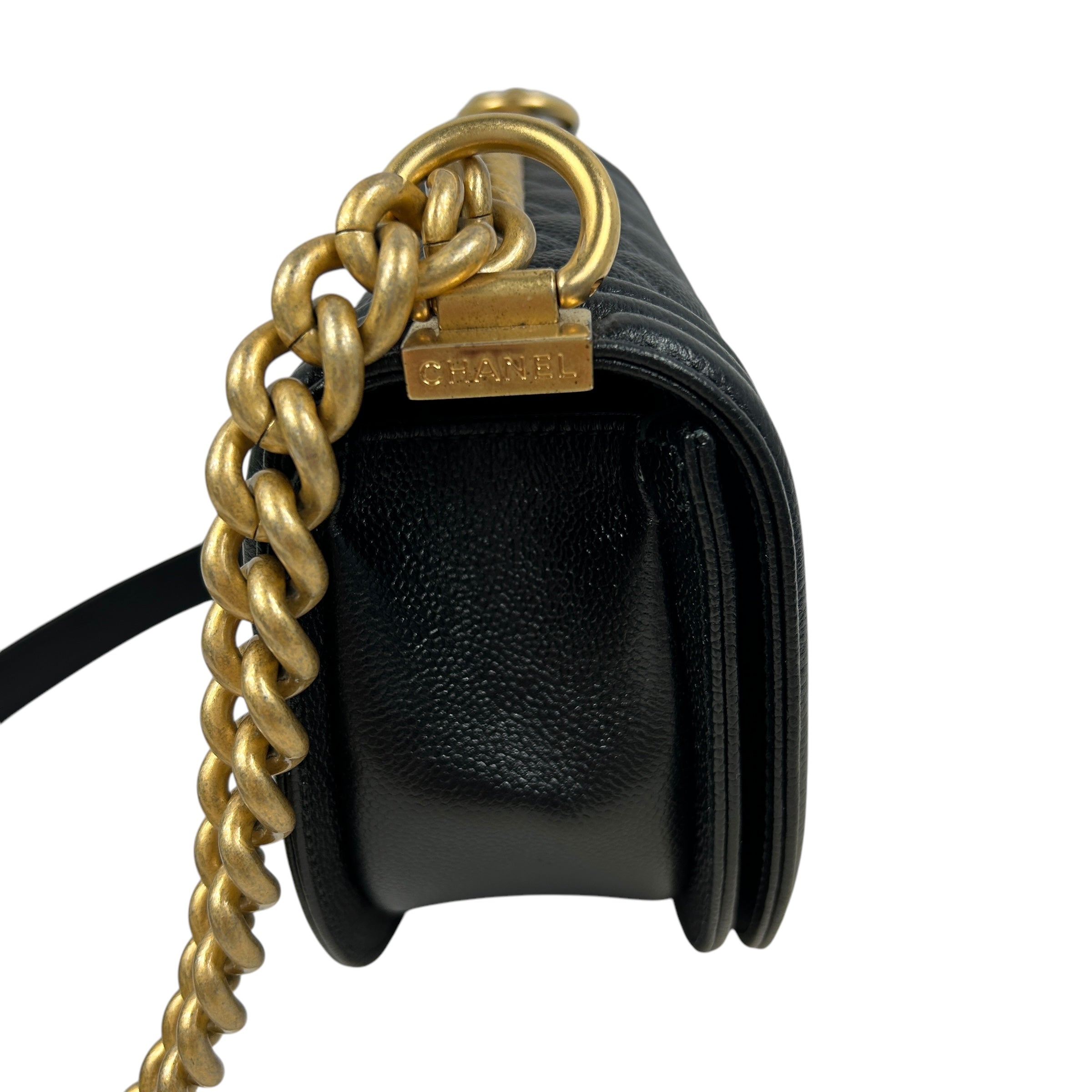 Black Caviar Curved Small Messenger Bag w/AGHW