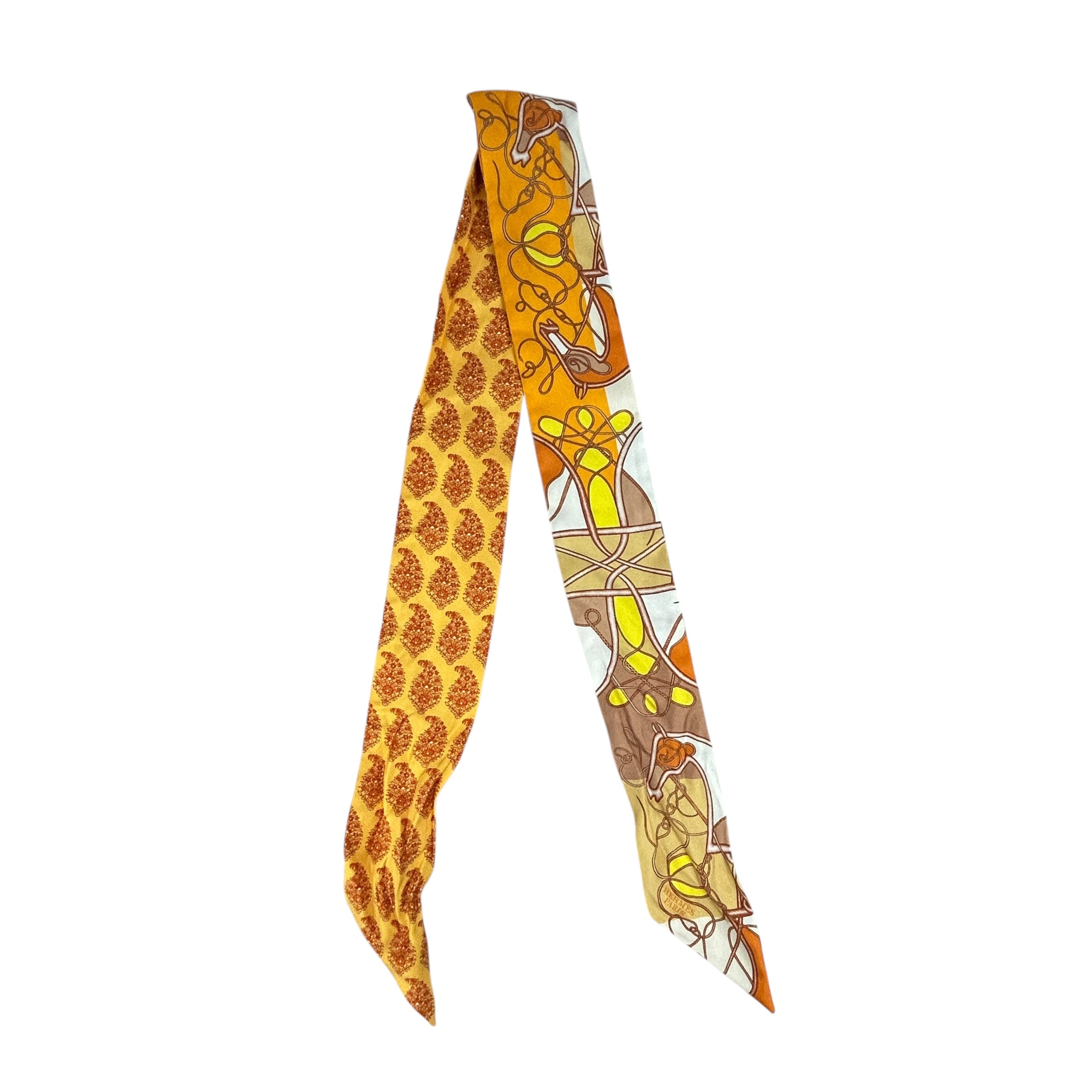 Coupe De Fouet Au Bloc Orange/Yellow/White/Brown Silk Twilly