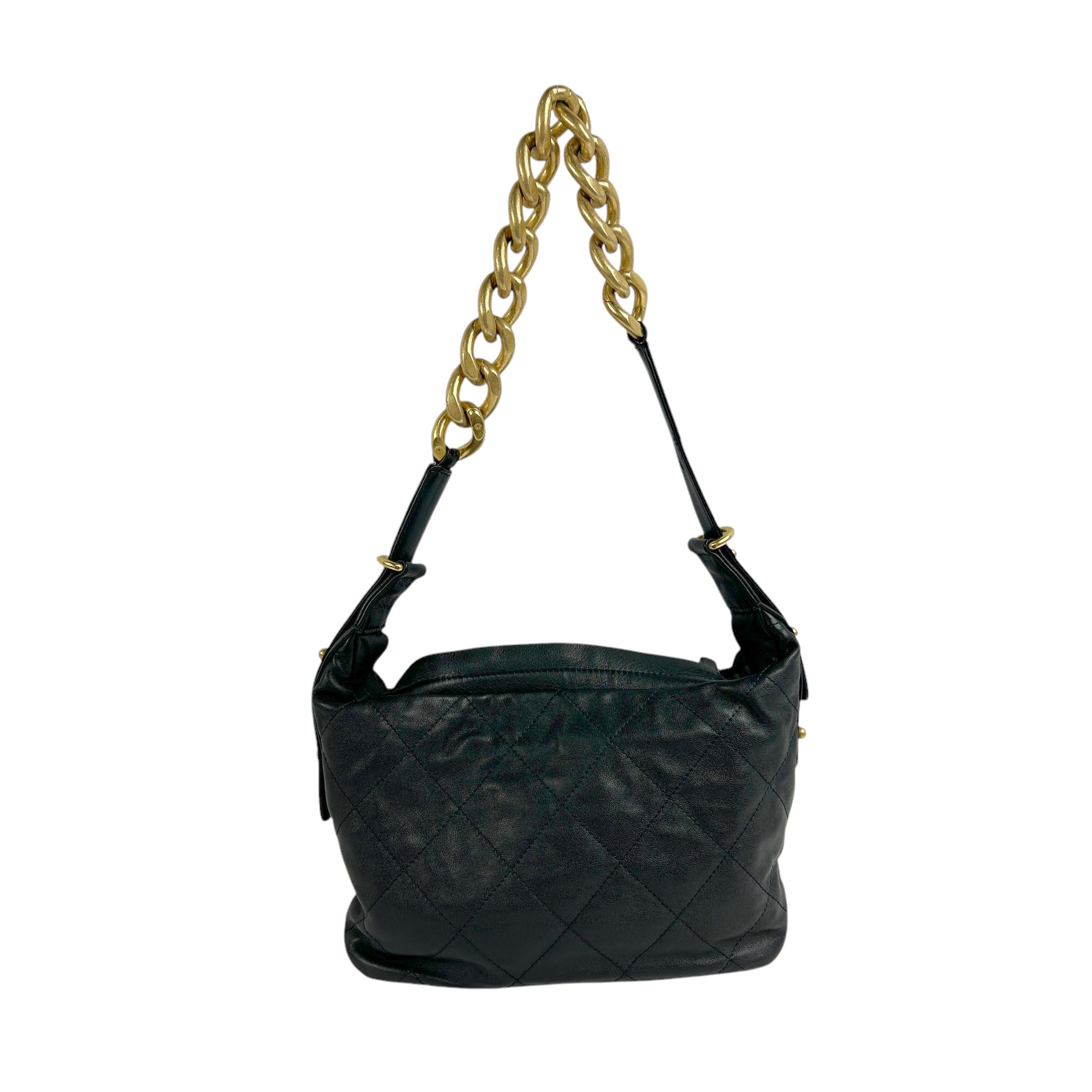 Black Lambskin Quilted Small Shoulder Bag w/AGHW