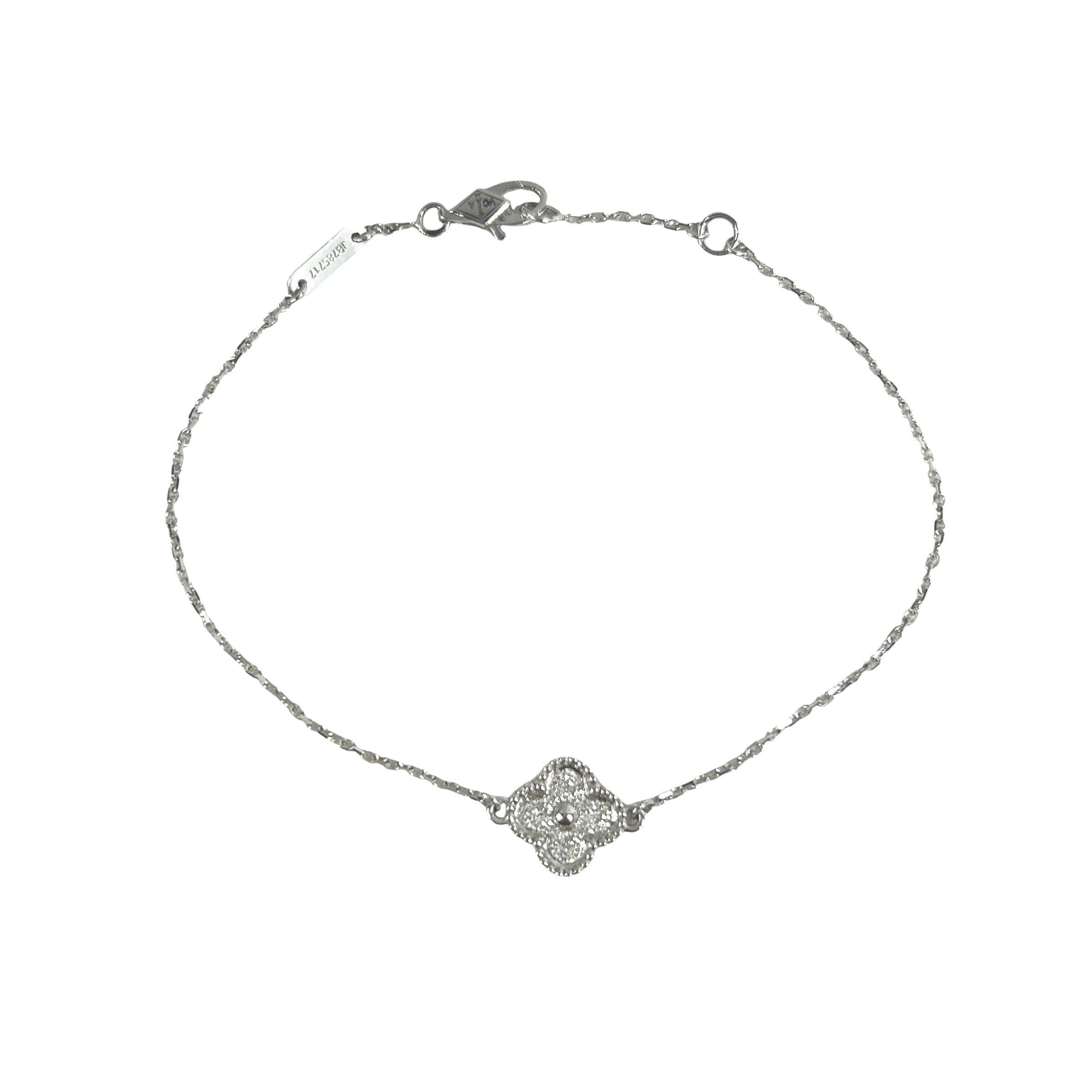 Sweet Alhambra 18K White Gold Motif Diamond Bracelet