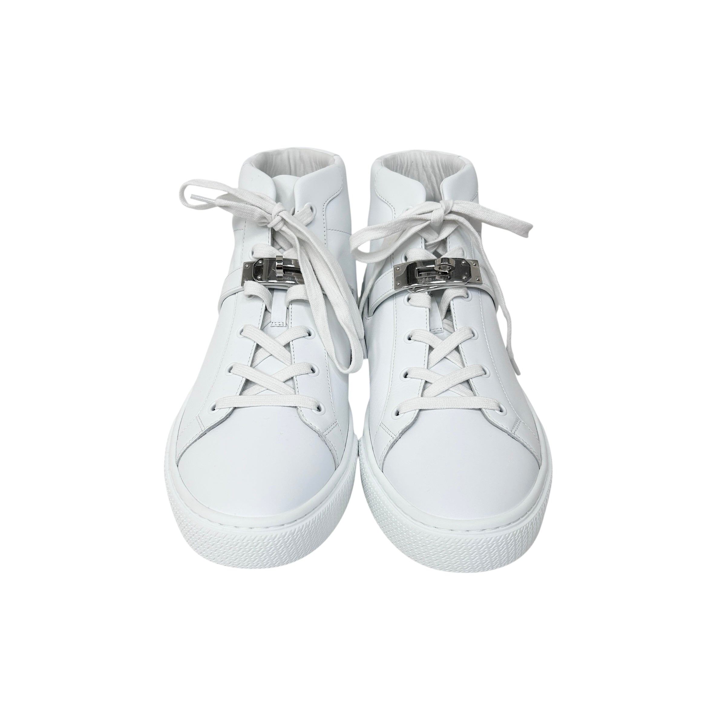 White Calfskin Leather DayDream Men’s High Top Sneakers w/PHW