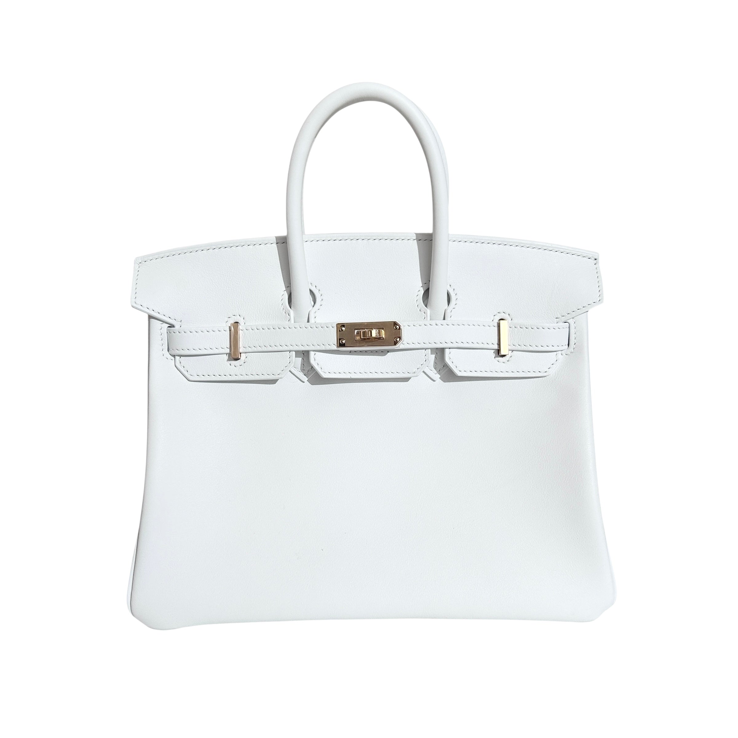 White Swift Leather 25 Birkin Bag w/GHW