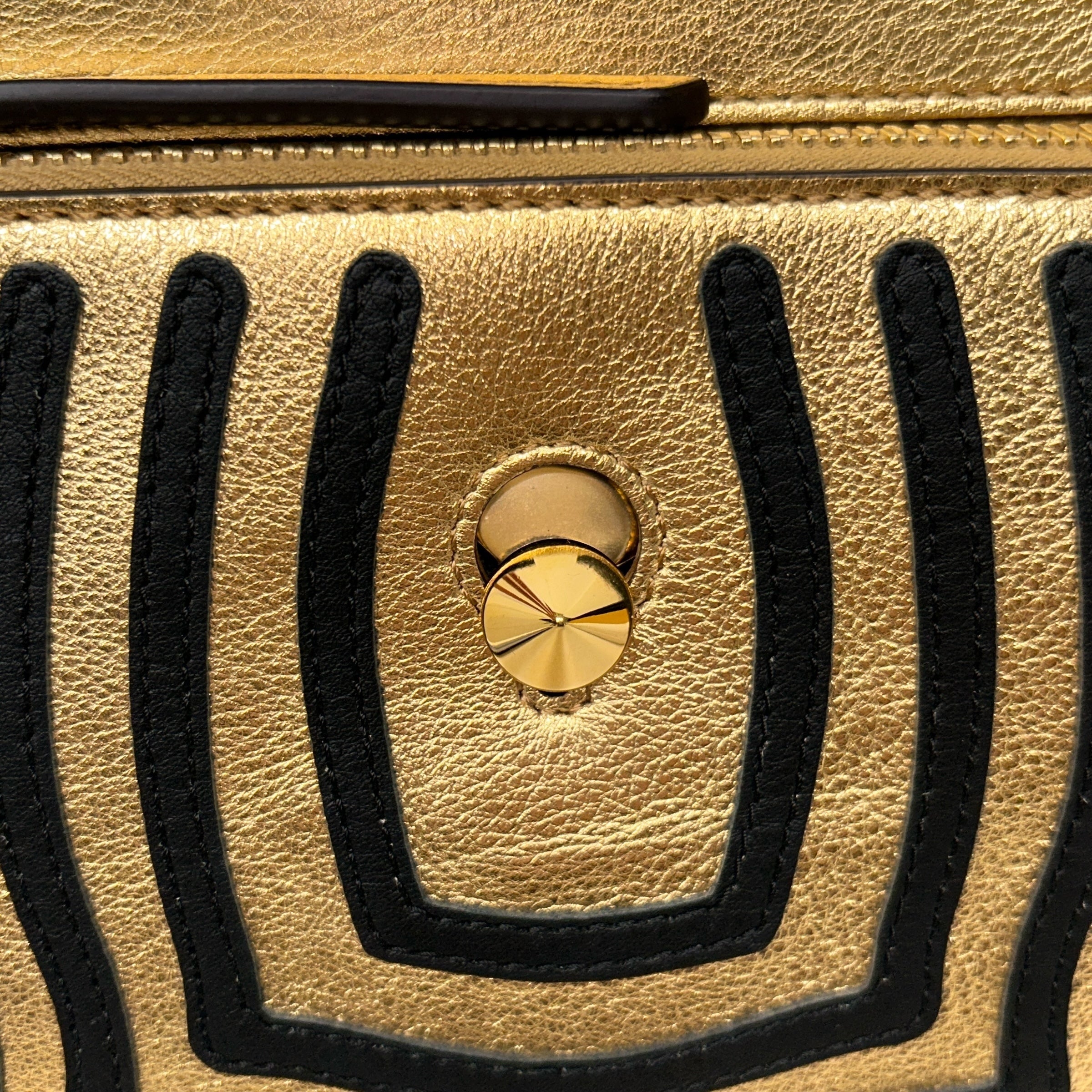 Gold Metallic Leather Hypnotic Dotcom Small Two-way Bag w/GHW