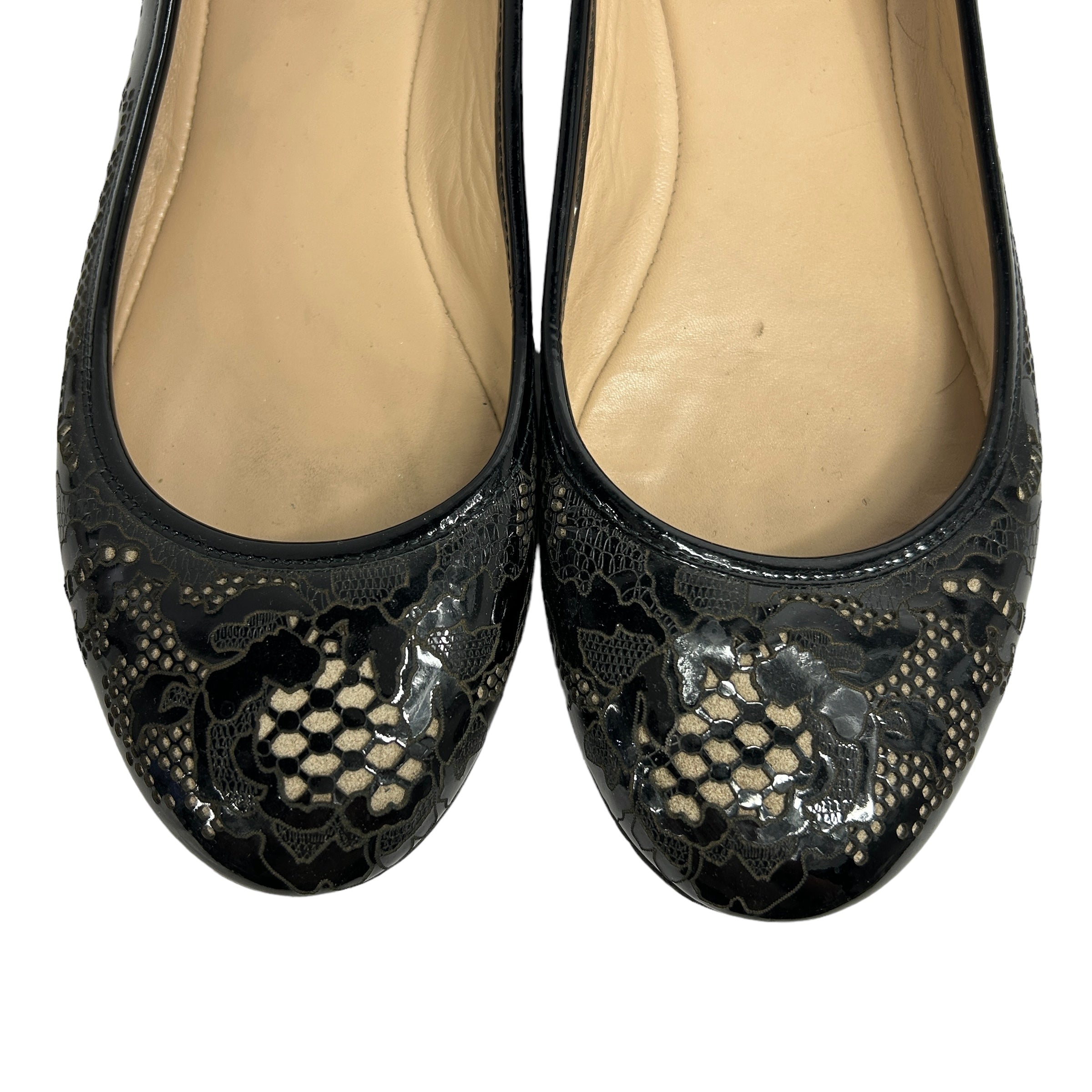 Black Lace Patent Flats