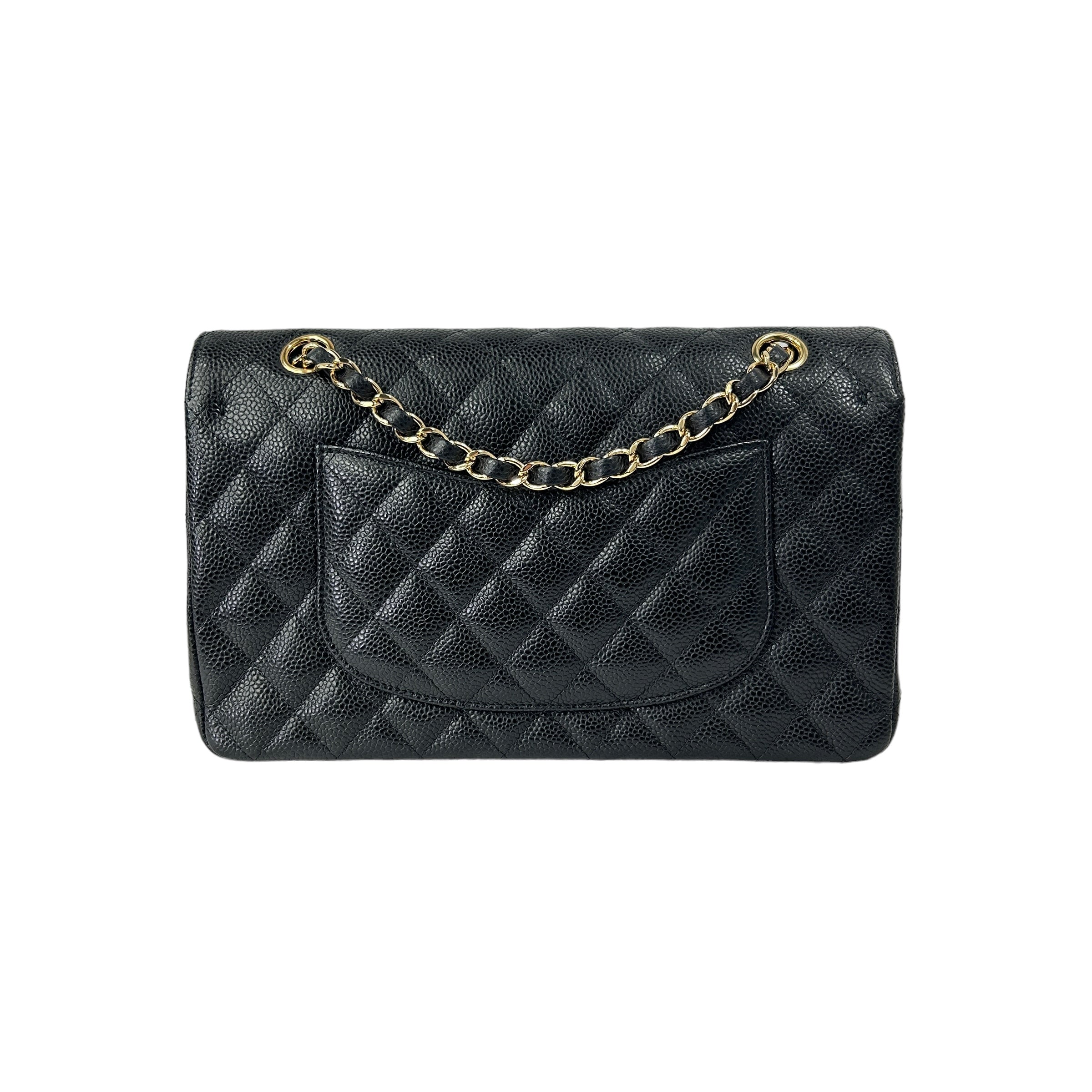 Black Caviar Double Flap Medium Bag w/GHW