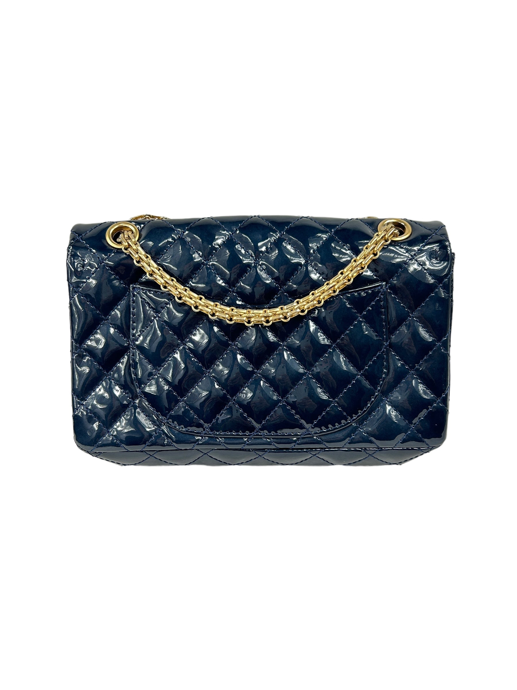 Dark Navy-Blue Patent Quilted Reissue Flap w/AGHW