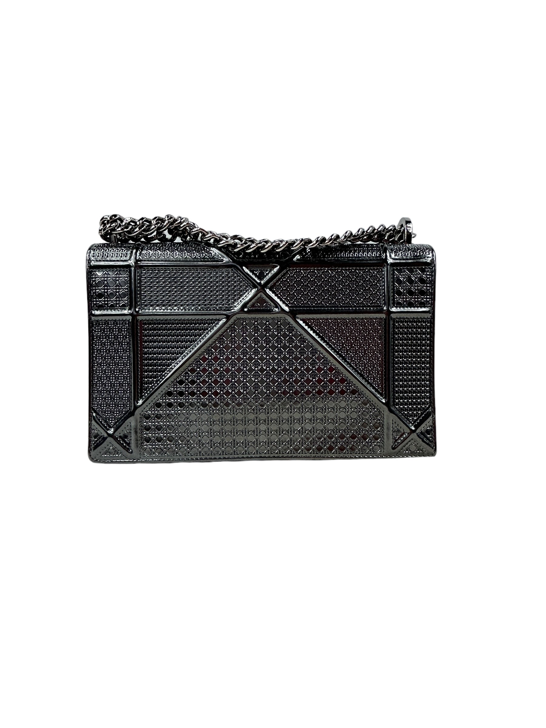 Diorama Metallic Ruthenium Flap Bag w/SHW