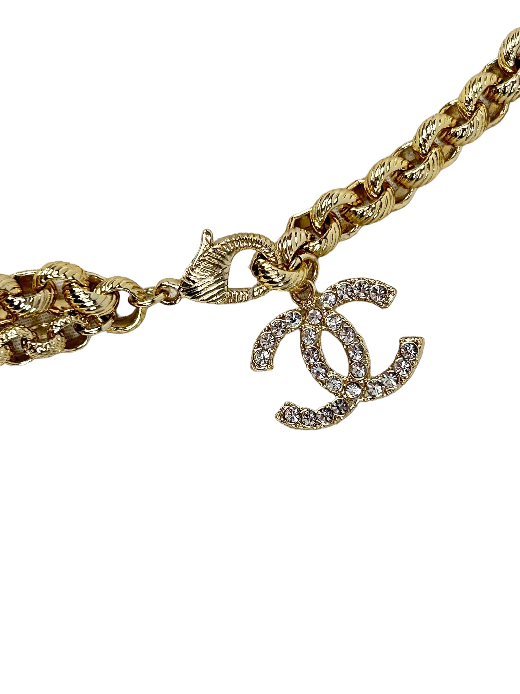 Limited Edition Gold Plated & Crystal Chanel Logo Chain Belt