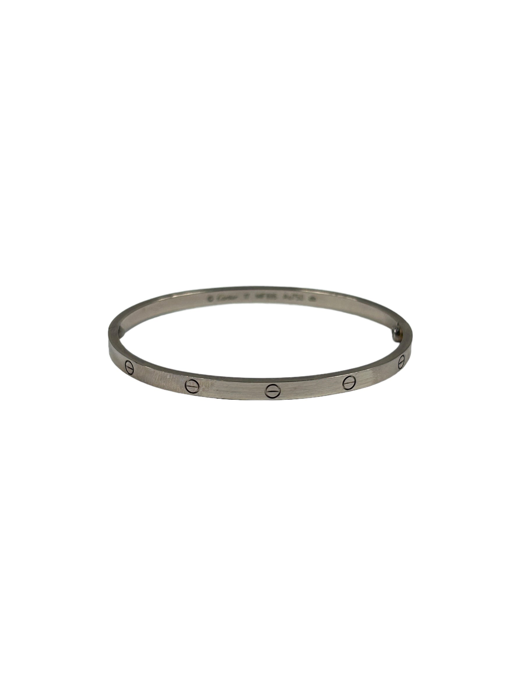 18K White Gold w/Rhodium Coating Love PM Bangle