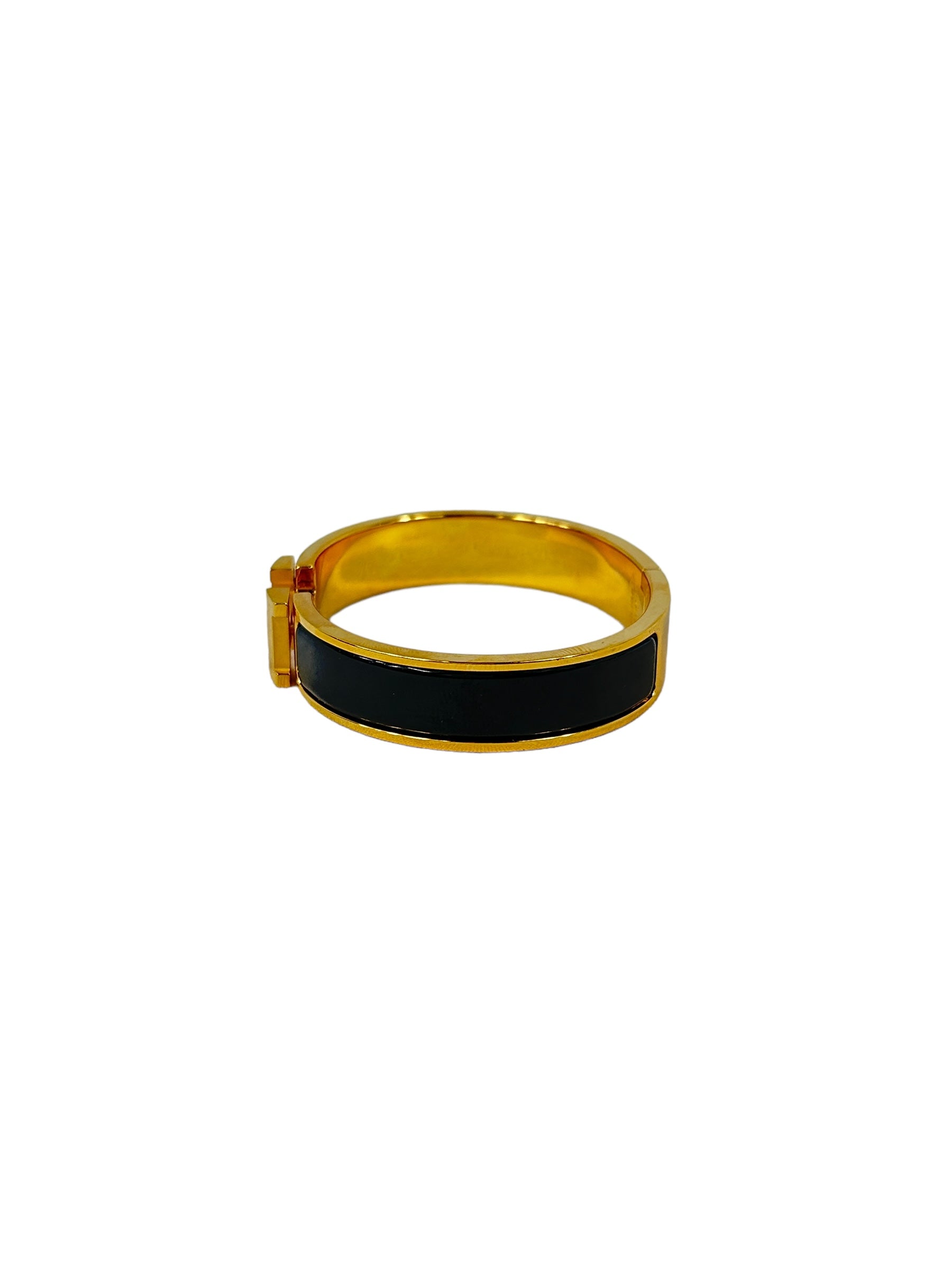 Black Enamel Clic H Gold Plated PM Bracelet