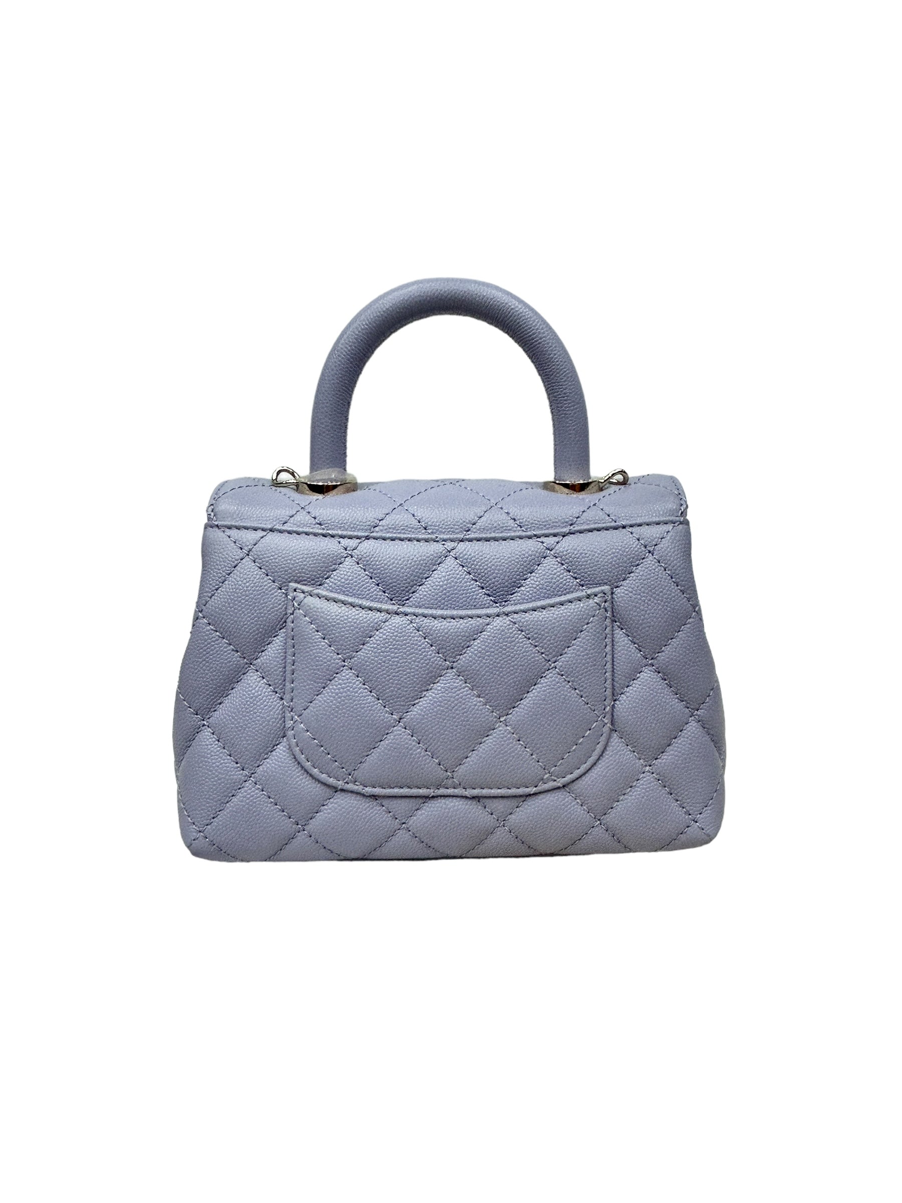 Light Purple Caviar Quilted Coco Mini Top Handle Flap Bag W/LGHW