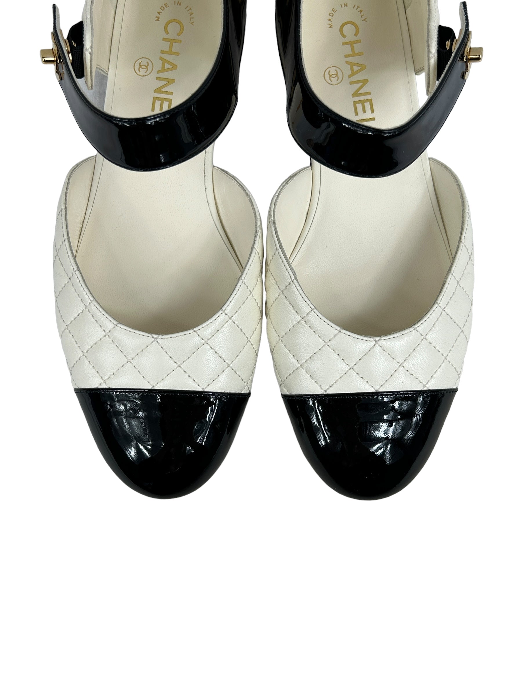 Ivory/Black Mary Jane Leather Shoes