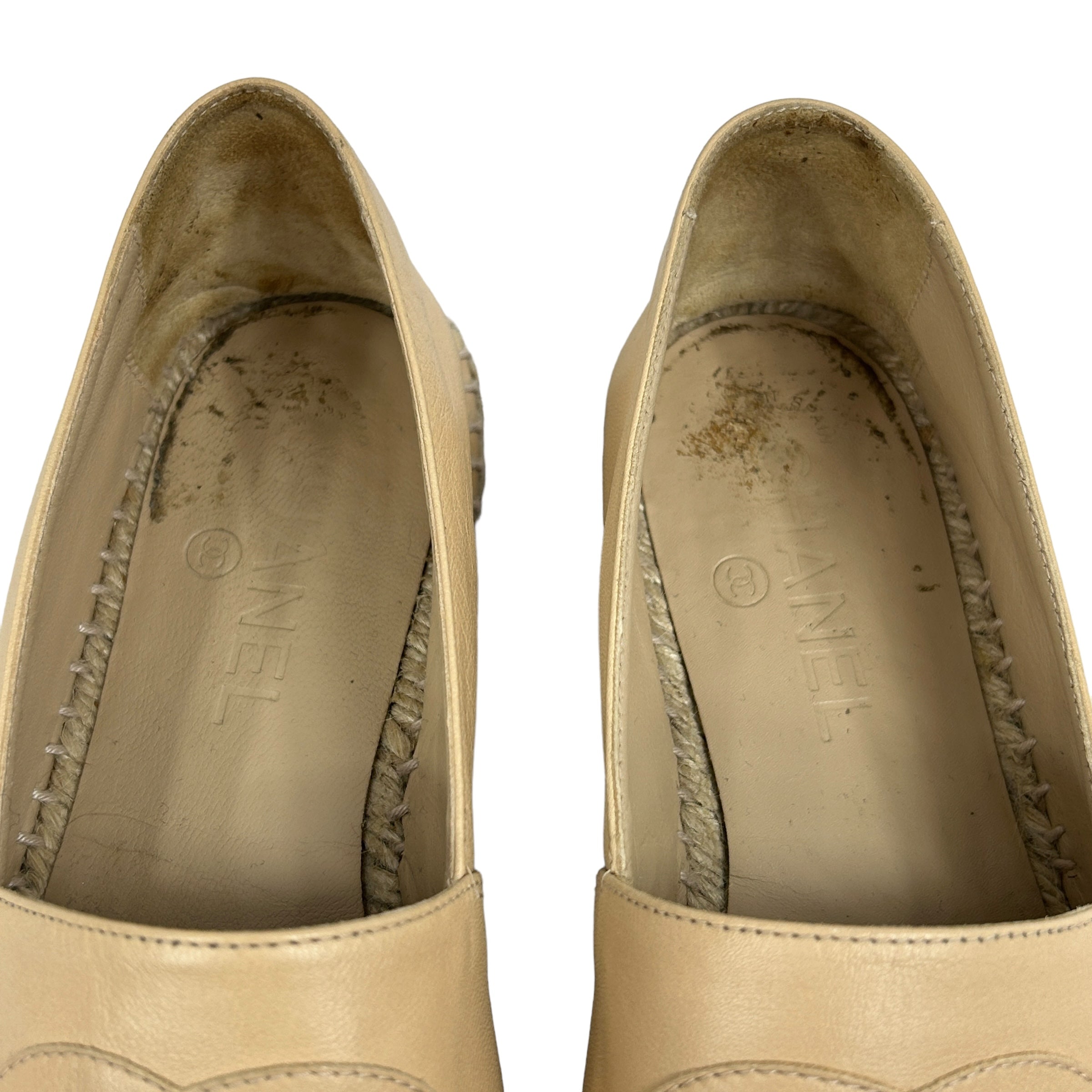 Two Tone Nude/Black Calfskin Leather Espadrilles