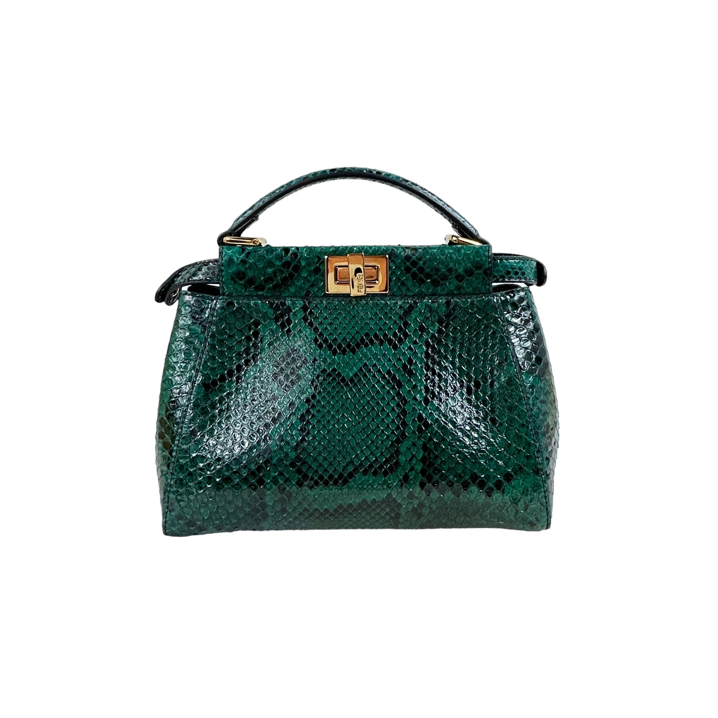 Emerald Green Python Mini Peekaboo Crossbody Bag w/GHW