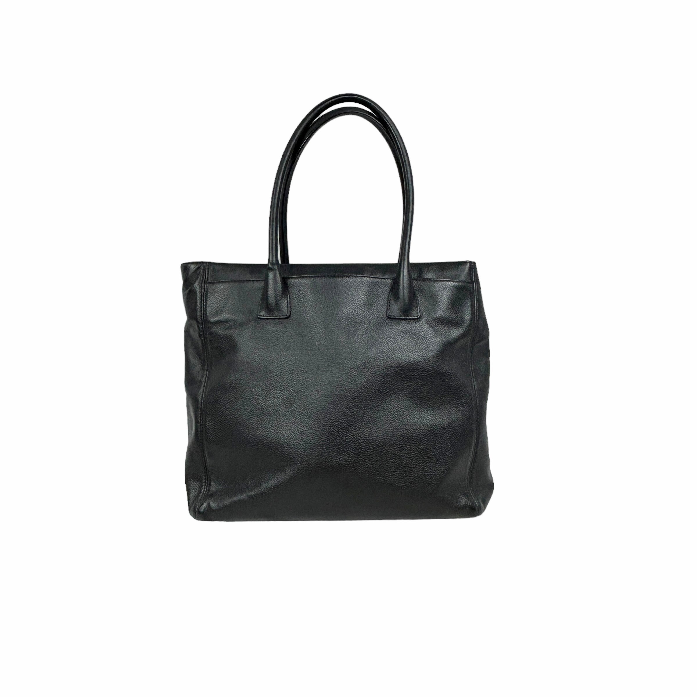 Black Grained Vintage Tote W/GHW