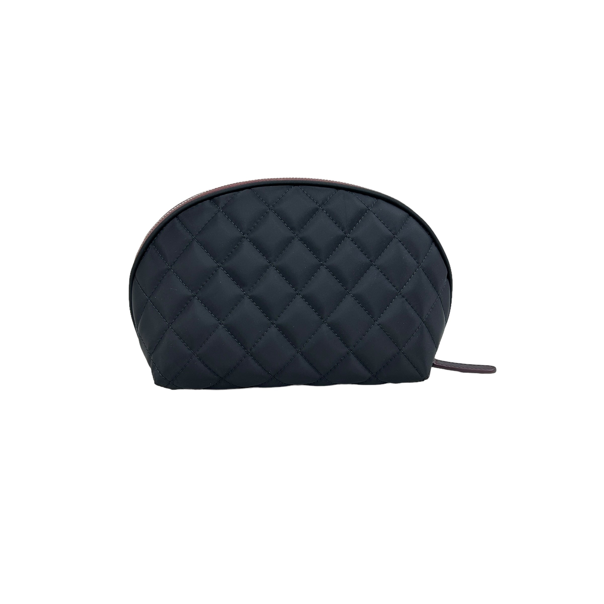 Black Nylon Quilted CC Cosmetic Pouch w/SHW