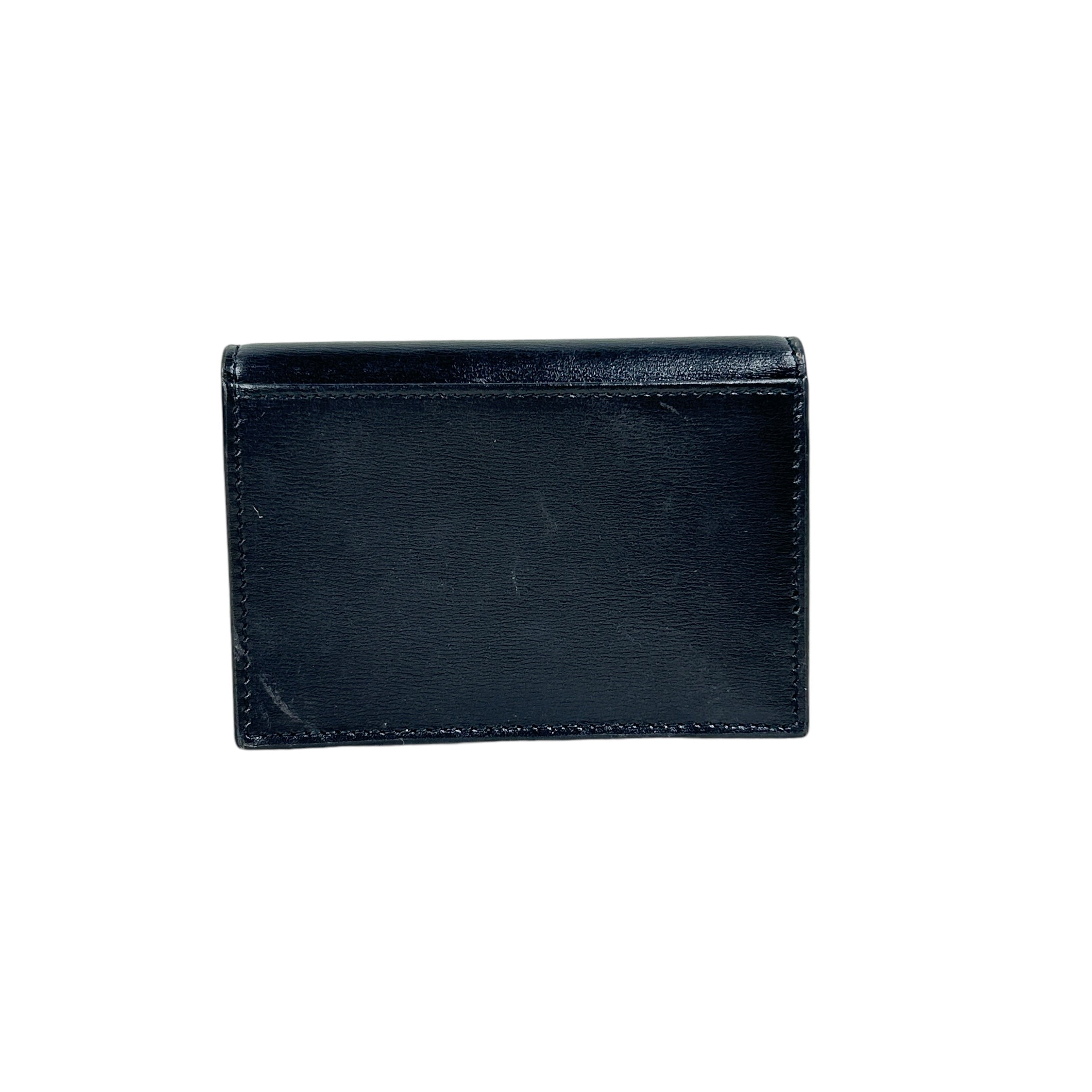 Black Leather King Palm Business Cardholder Wallet w/GHW