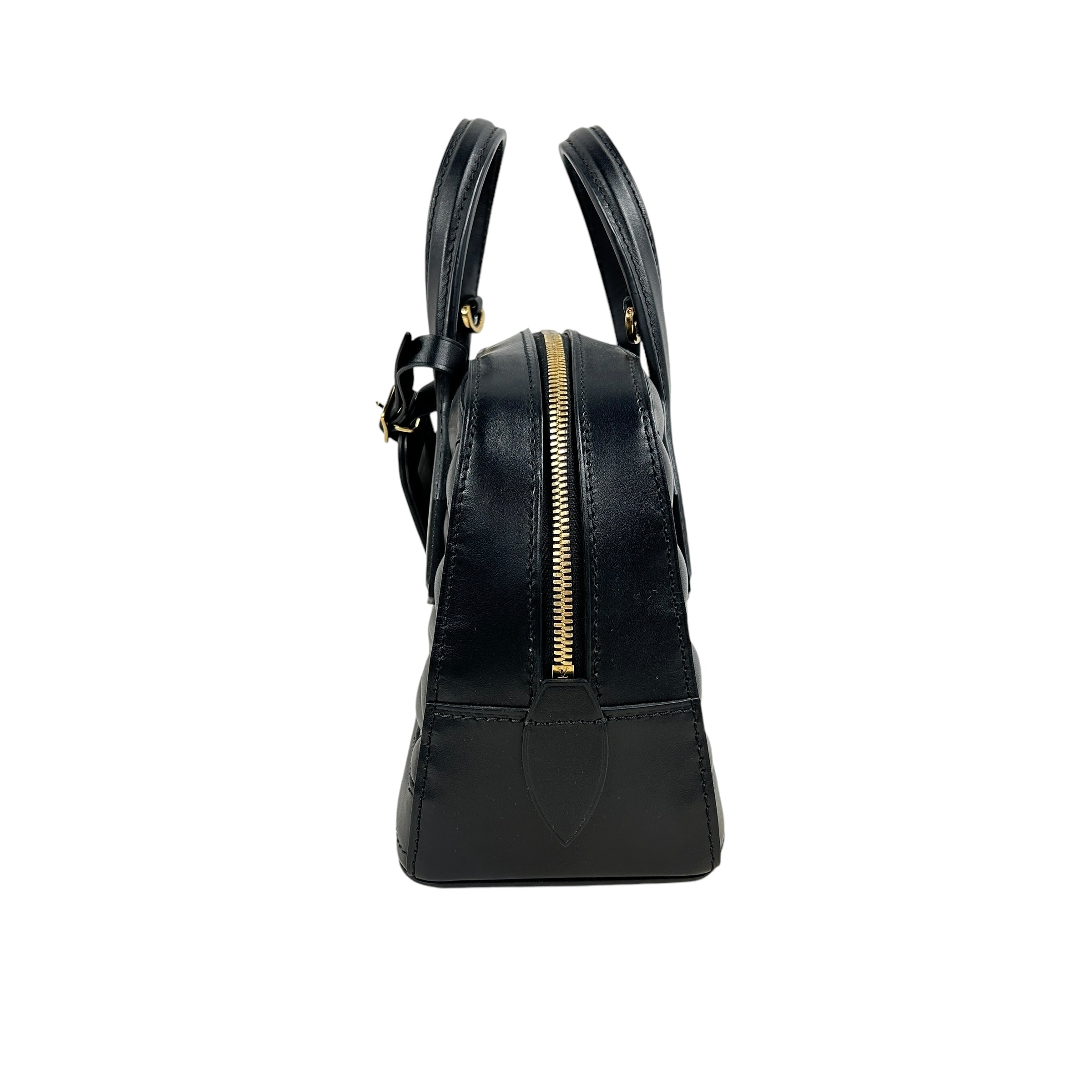 Black Lambskin Leather Malletage Dora BB Bag