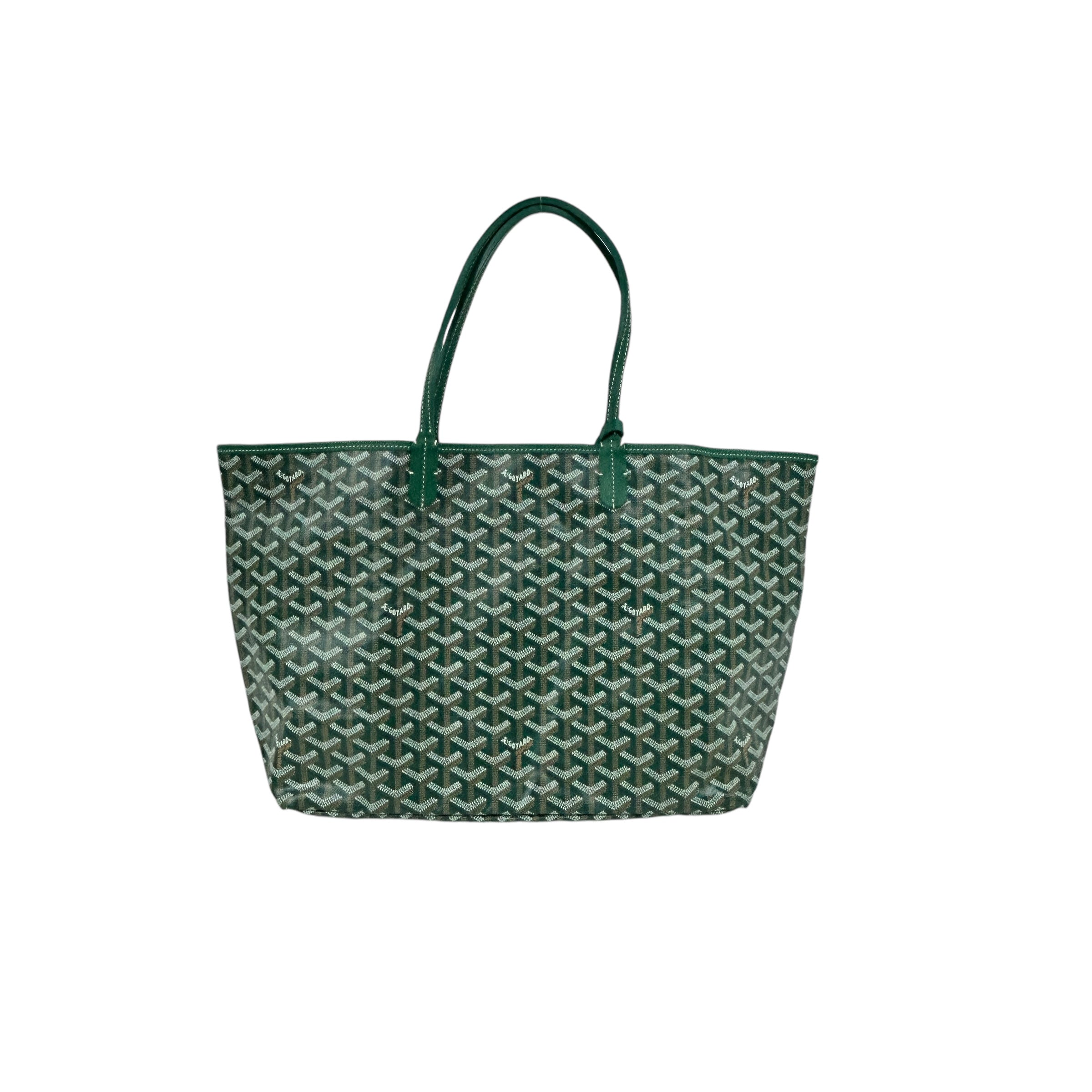 Green Goyardine Canvas and Calfskin Saint Louis PM Tote