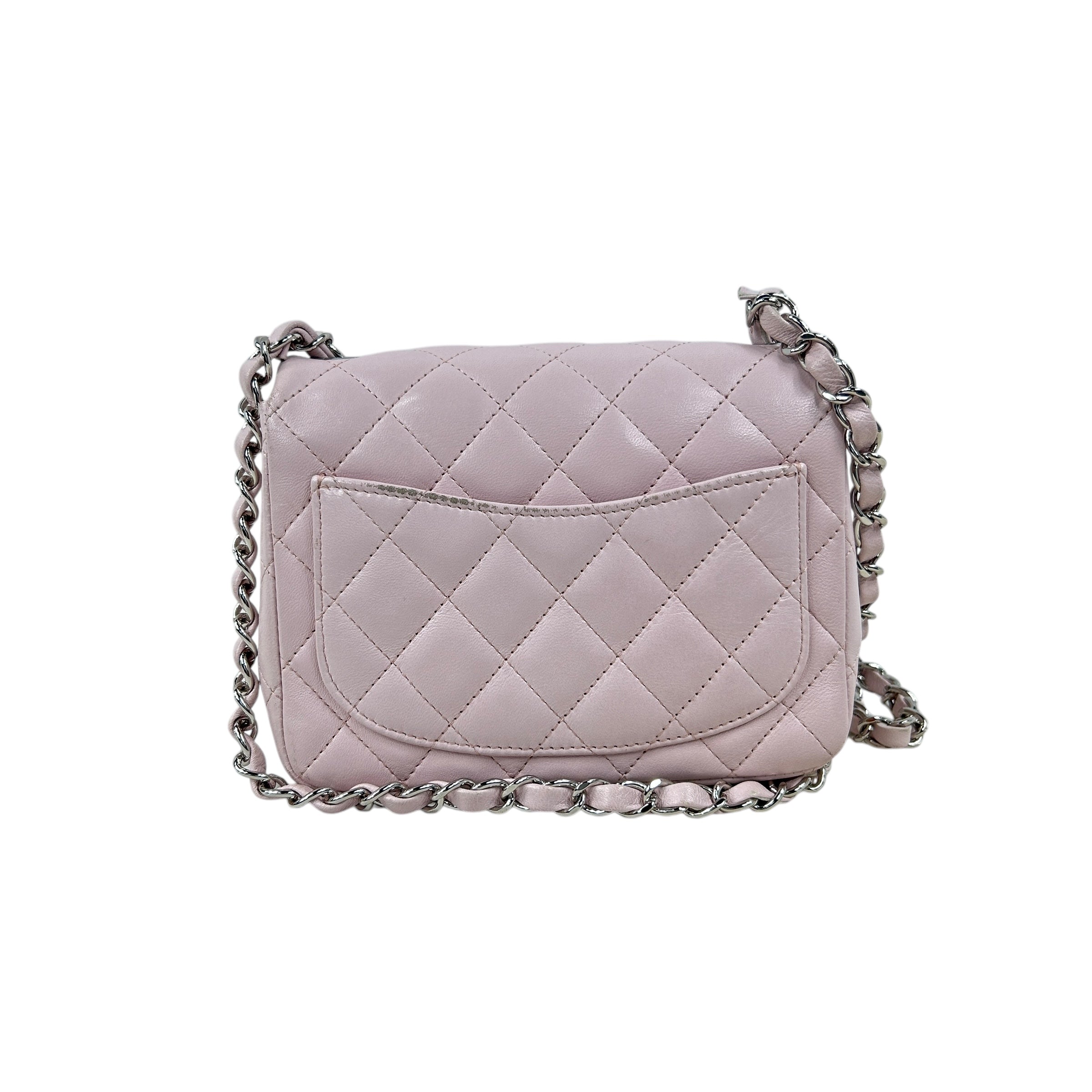 Light Pink Quilted Lambskin Mini Square w/SHW