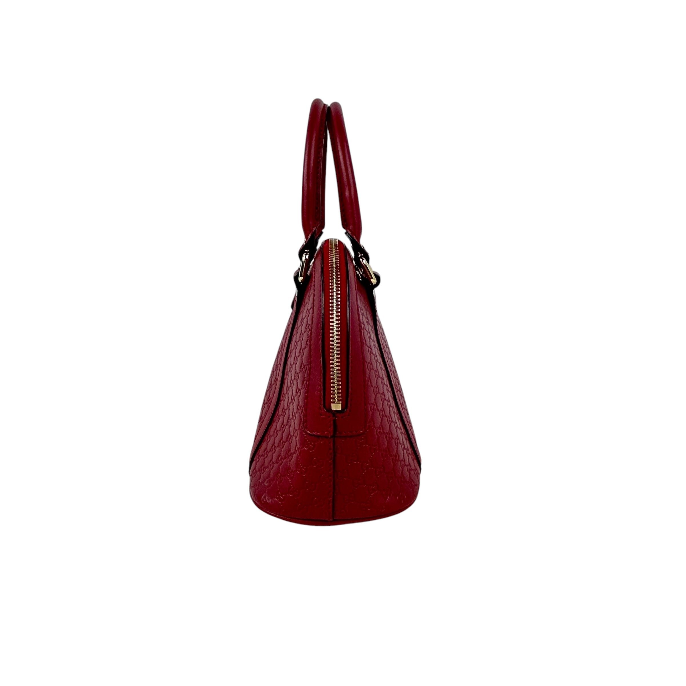 Micro Mini Red Monogram GG Guccissima Leather Dome Top Handle Bag w/ GHW