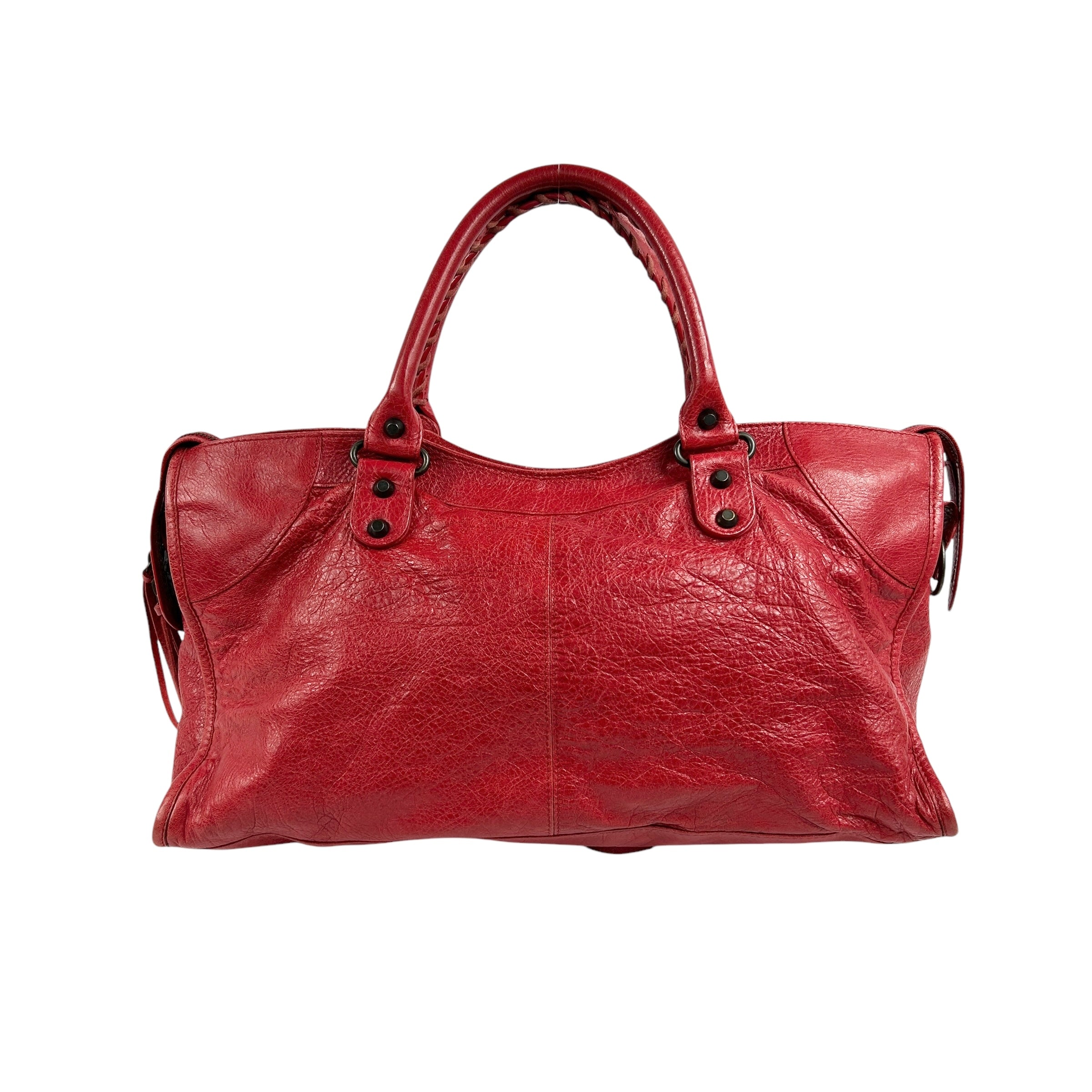 Red Lambskin Leather Motorcycle City Bag w/ABHW