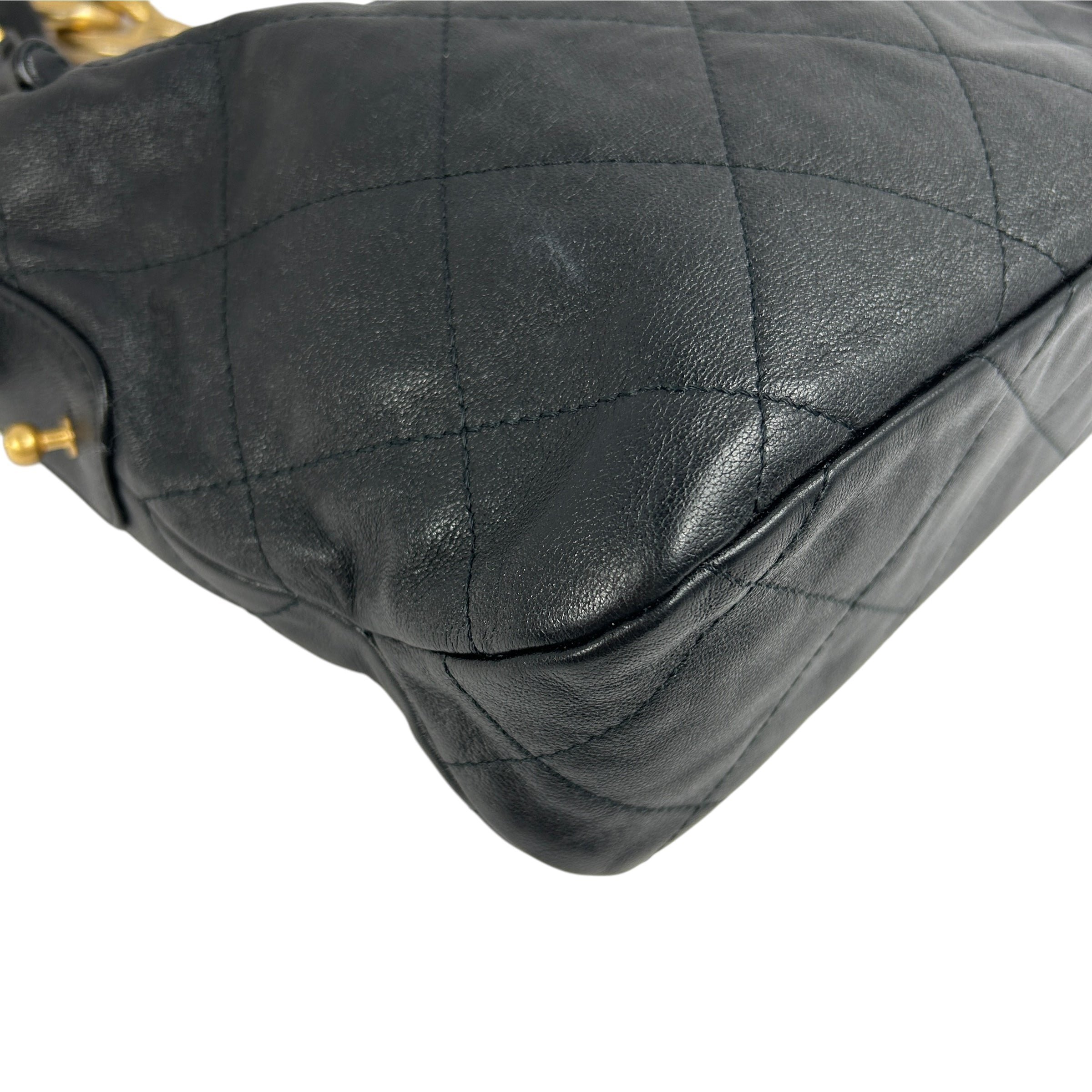 Black Lambskin Quilted Small Shoulder Bag w/AGHW