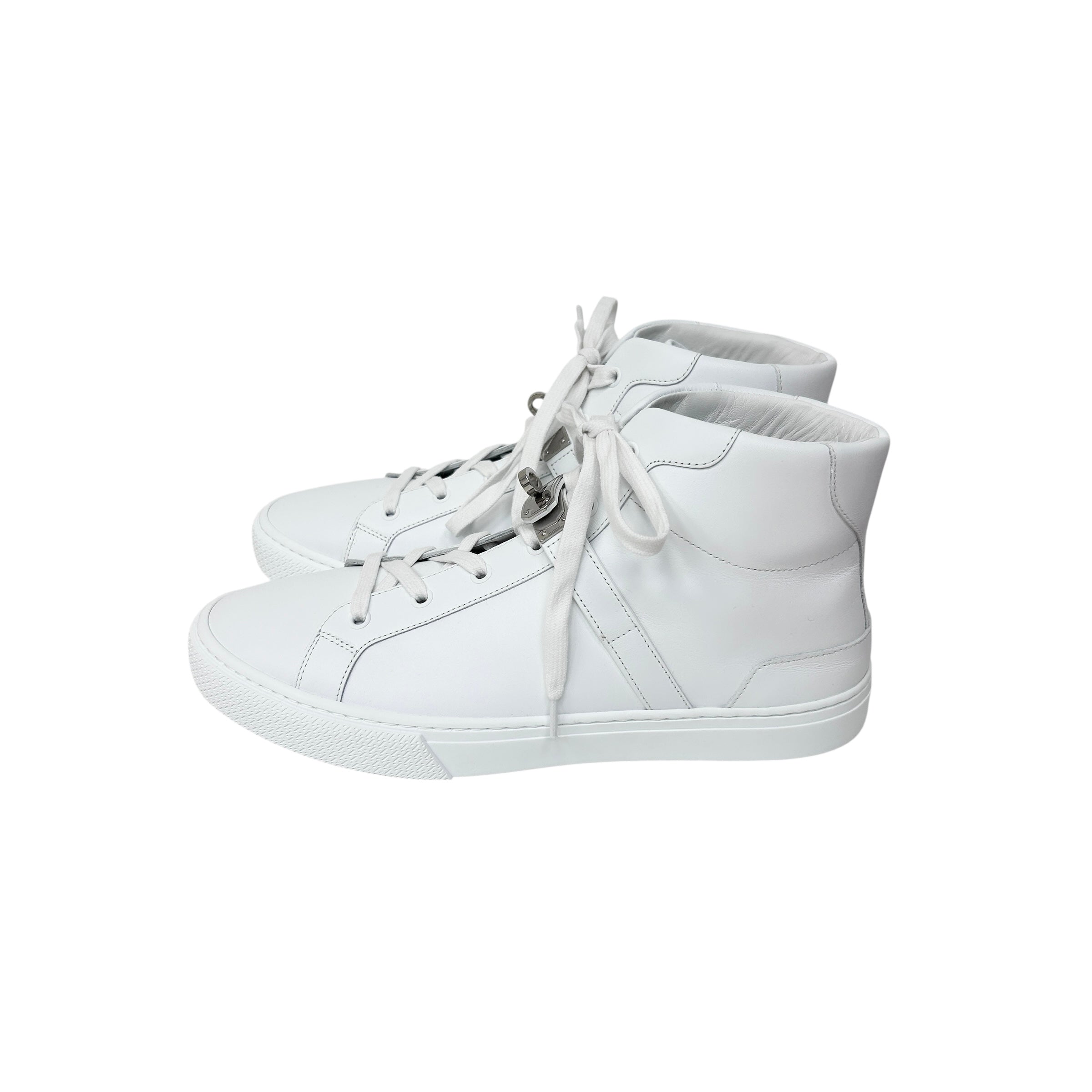 White Calfskin Leather DayDream Men’s High Top Sneakers w/PHW