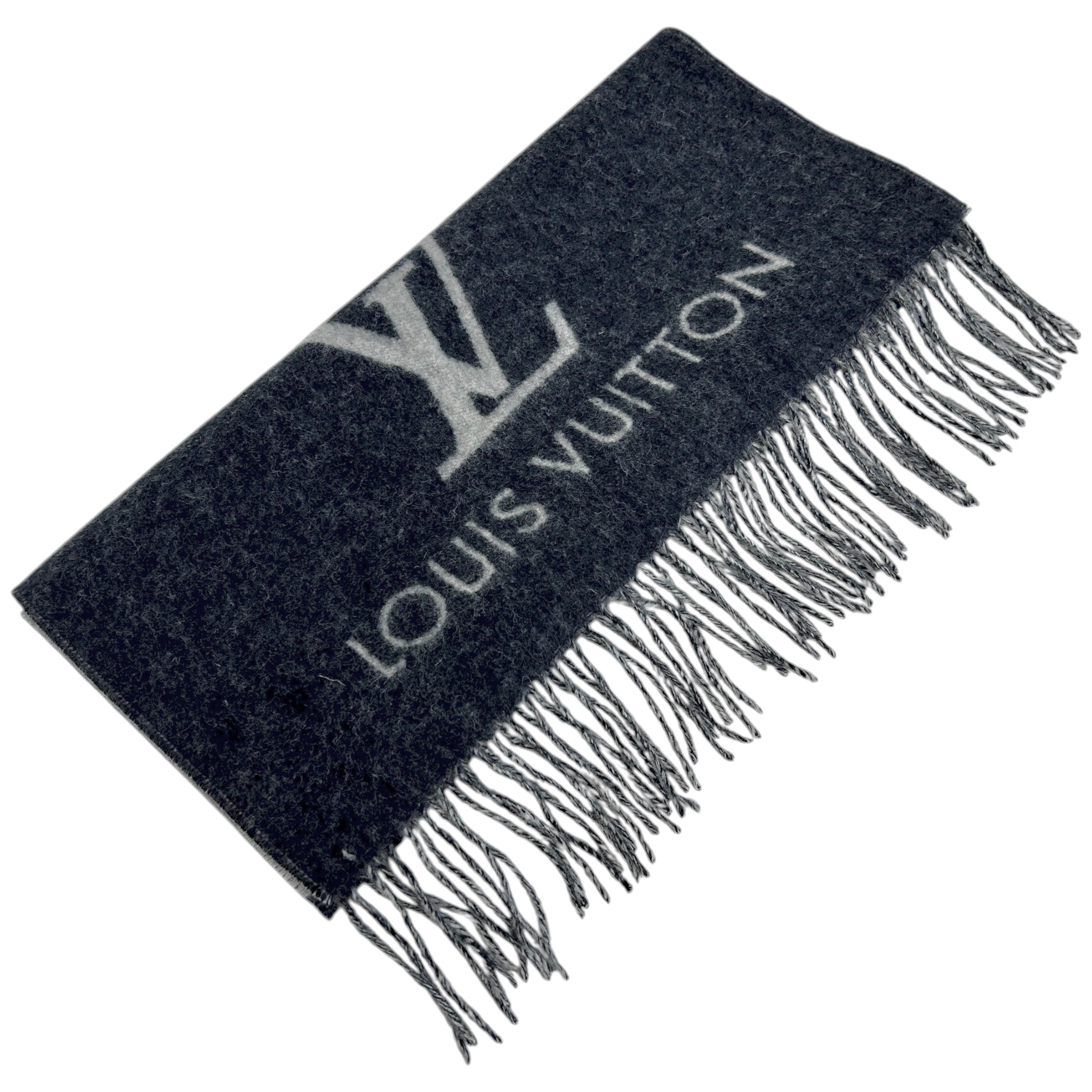 Black/Gray 100% Cashmere Monogram Reykjavik Scarf